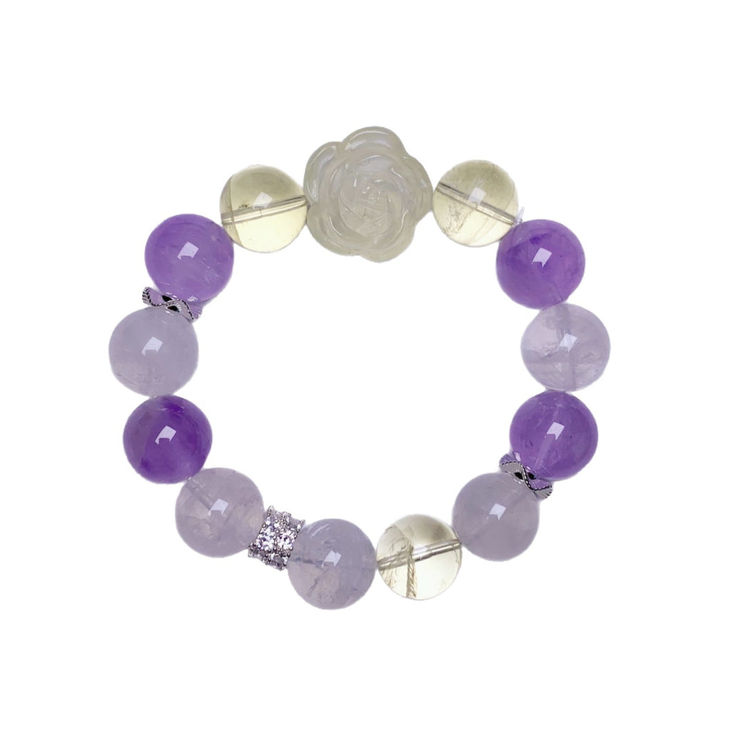 Natural Amethyst Single Strand Bracelet Purple Aura Surrounding Beaded Bracelet Natural Crystal Bracelet Popular Jewelry Bracelet