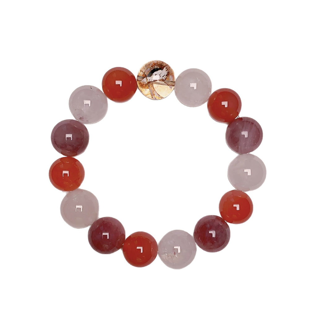 Natural Purple Horse Pink Multi-Gem Bracelet White Ghost Agate Dopamine Color Crystal Bracelet Natural Crystal Bracelet