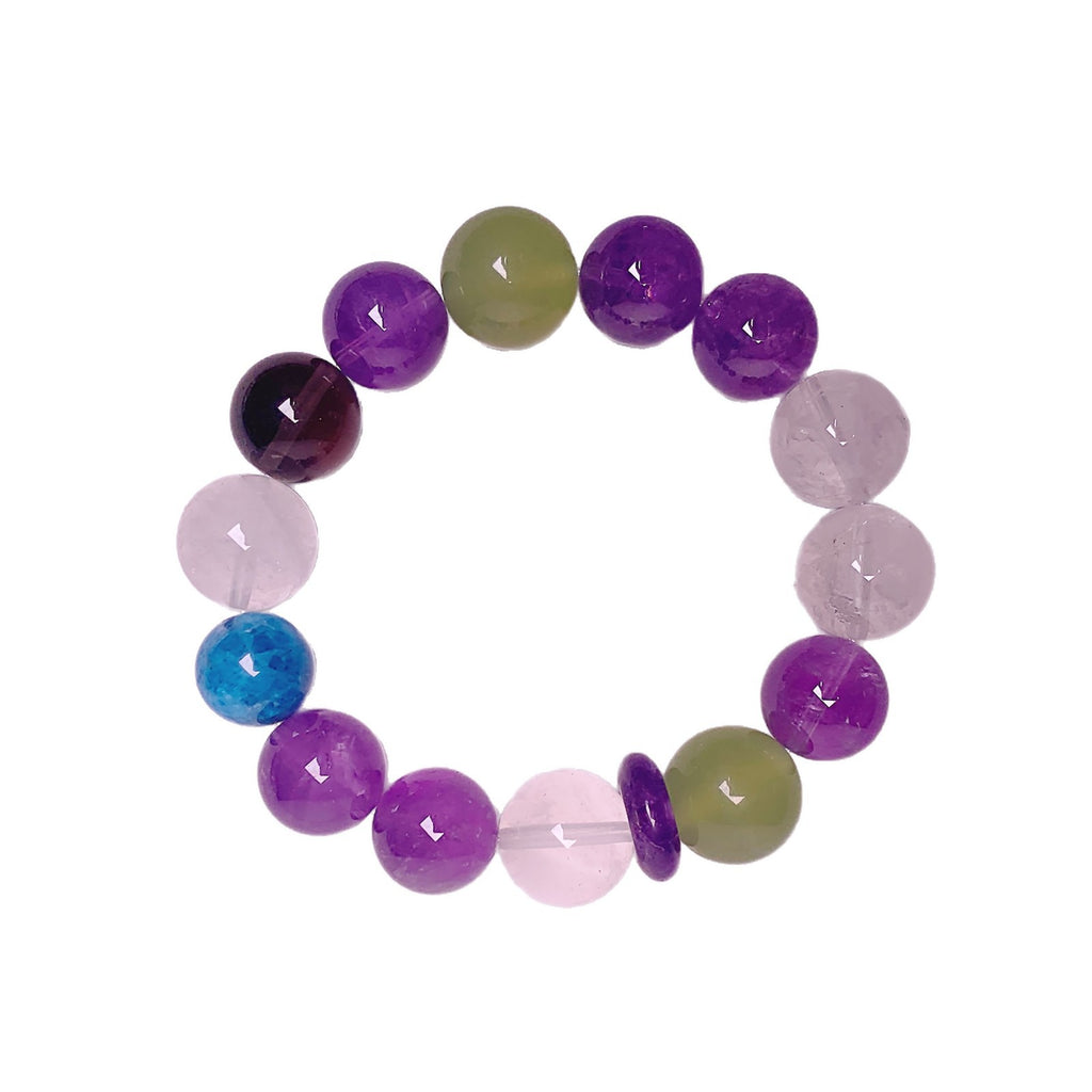 Xiaohongshu Same Style Natural Multi-Gem Amethyst White Phantom Bracelet Snowflake Ghost Bracelet Ornament Crystal Bracelet