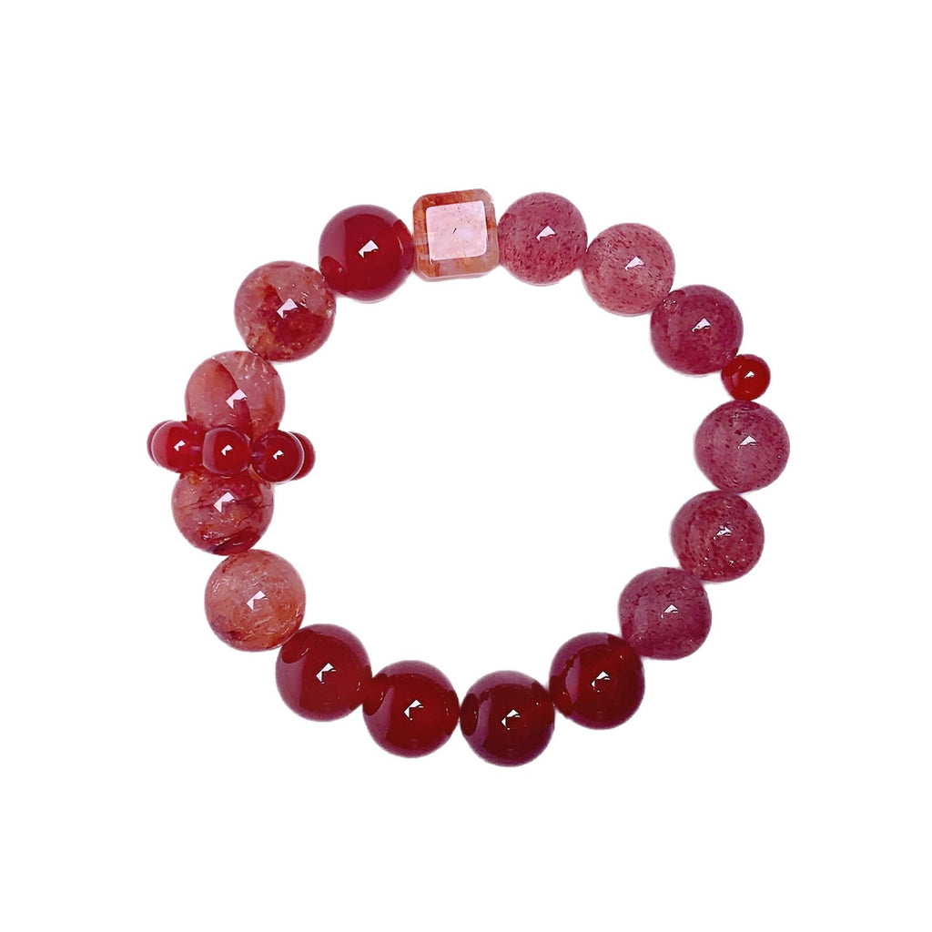 Gradient Crystal Bracelet Jewelry Retro Light Luxury Exquisite Simple Versatile Hand Accessories Red Agate Natural Crystal Bracelet
