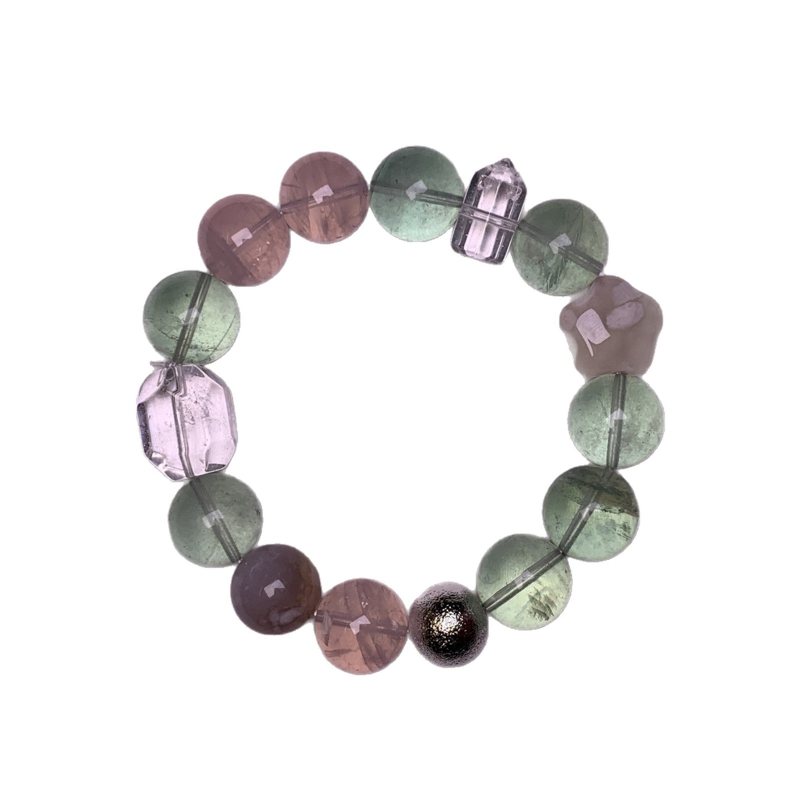 Natural Multi-Gemstone Crystal Bracelet Rose Quartz White Crystal Mixed Bracelet Niche Design Green Fluorite Bracelet Bracelet