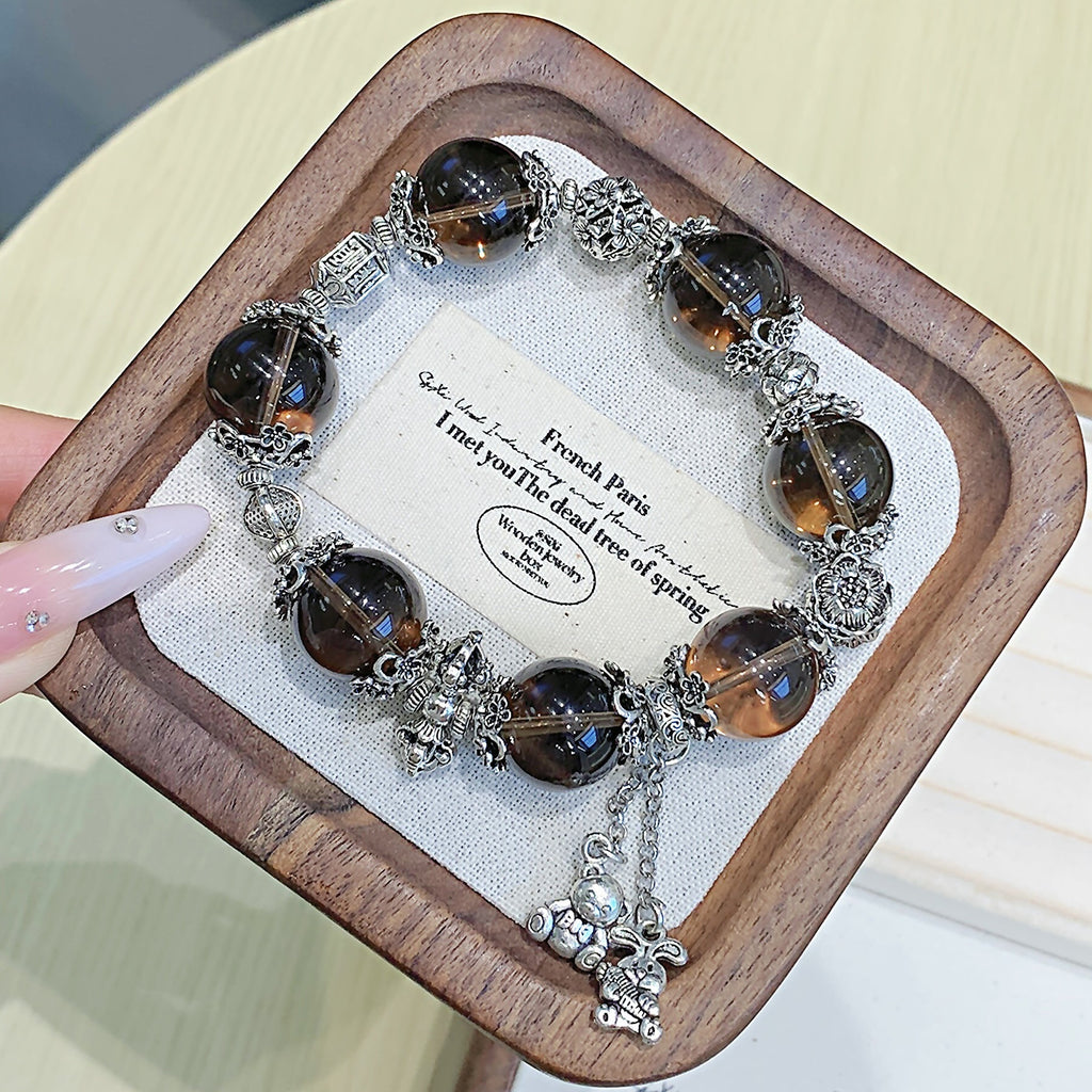 Cross-border New Product Tea Obsidian Bracelet Jewelry Ketang Jewelry Bracelet Factory Light luxury style high-end jewelry bracelet