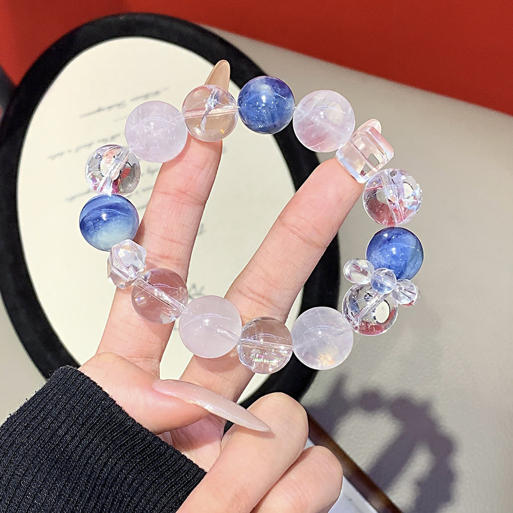 Natural Crystal Dragon Scale Blue Crystal Bracelet Fashion Original Design White Ghost Bracelet Natural Crystal Bracelet