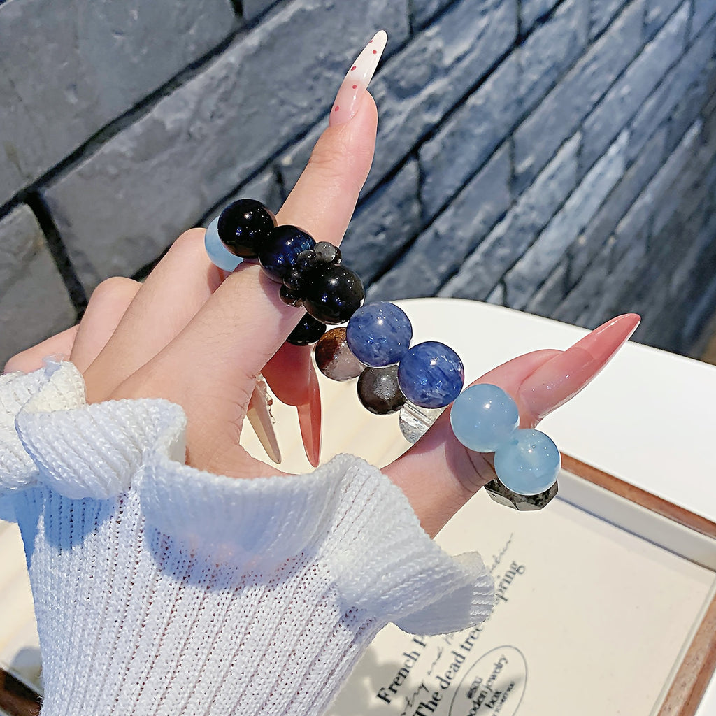 Natural Aquamarine Multi-Gemstone Beaded Bracelet for Women Trendy Personality Aquamarine Bracelet Jewelry Natural Crystal Bracelet