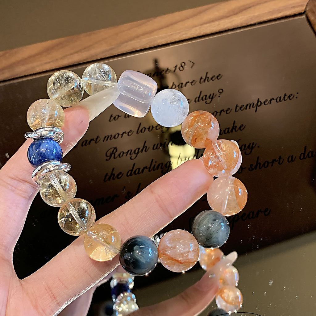 Dopamine Candy Color Duobao Crystal Bracelet Original Design Red Gum Flower Hand Jewelry String Natural Crystal Hand