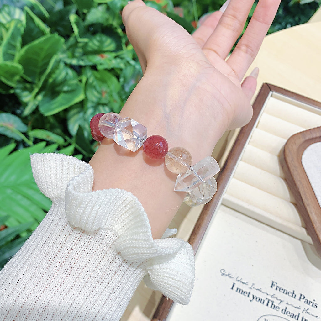 Natural Strawberry Crystal Bracelet Original Design Crystal Bracelet Jewelry Factory Wholesale Ketang Crystal Jewelry Factory