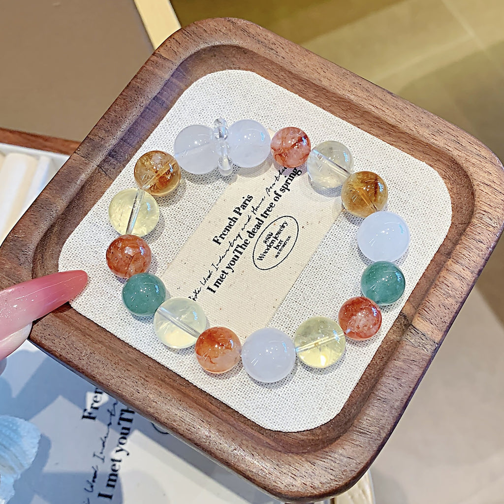 Original Design Natural Crystal Large Grain Multi Treasure Bracelet Factory Wholesale Red Gum Flower Crystal Bracelet