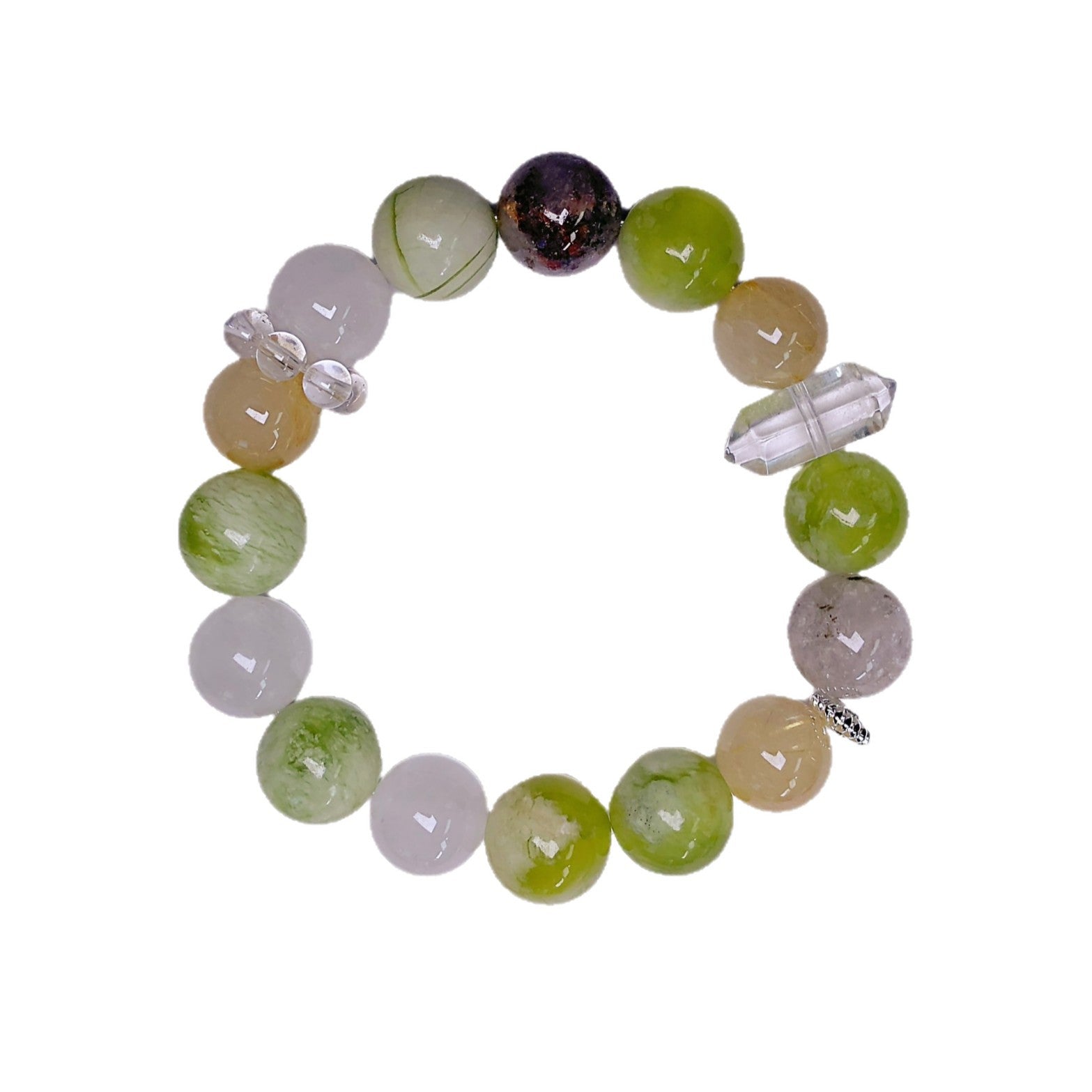 Natural Xiuyan Jade Yellow Crystal Milky White Crystal Spliced Bracelet Fashion Beaded Fresh Simple Bracelet Crystal Bracelet