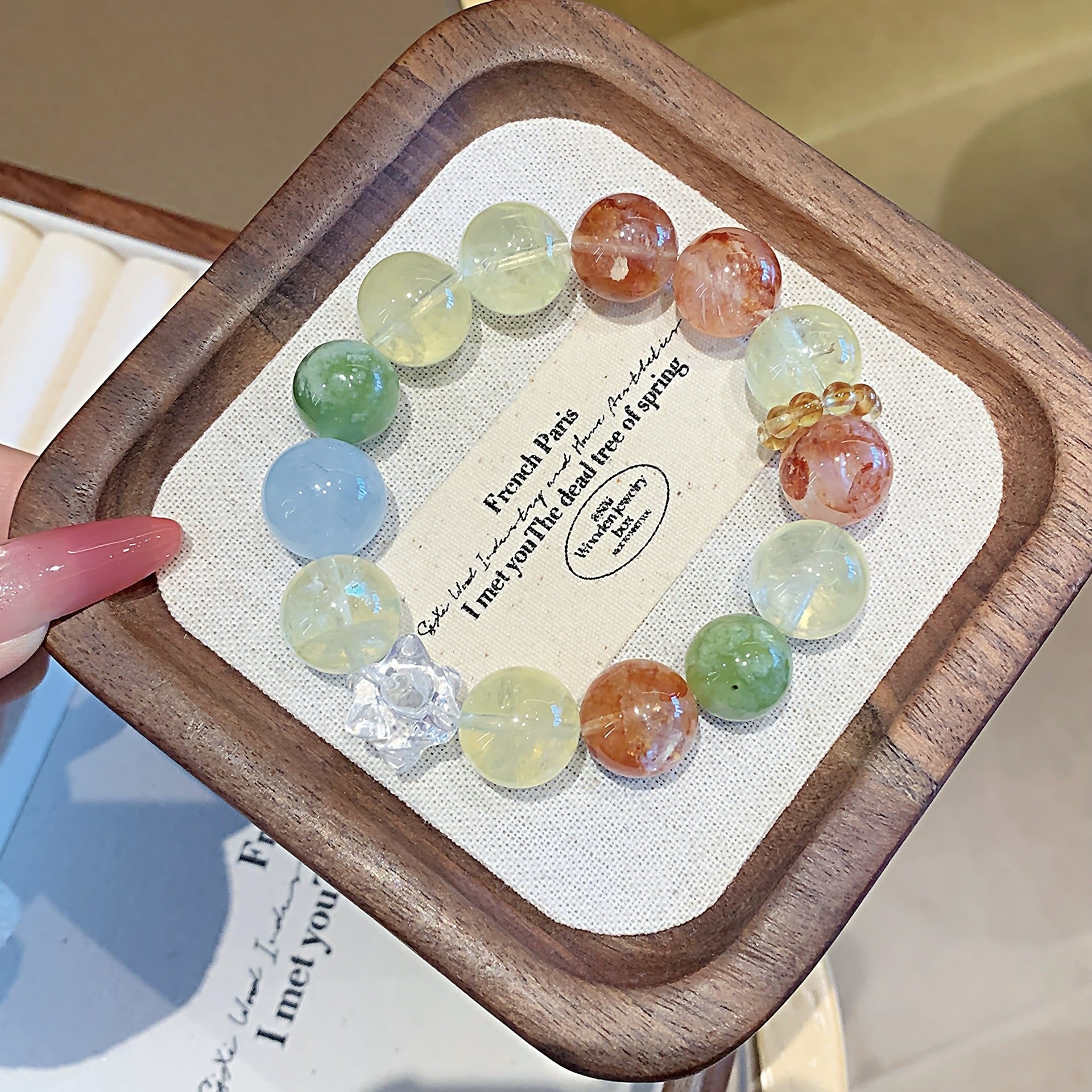 Original Natural Exquisite Multi-Gemstone Crystal Bracelet Dopamine Lemon Crystal Bracelet Niche Light Luxury Design Crystal Beads