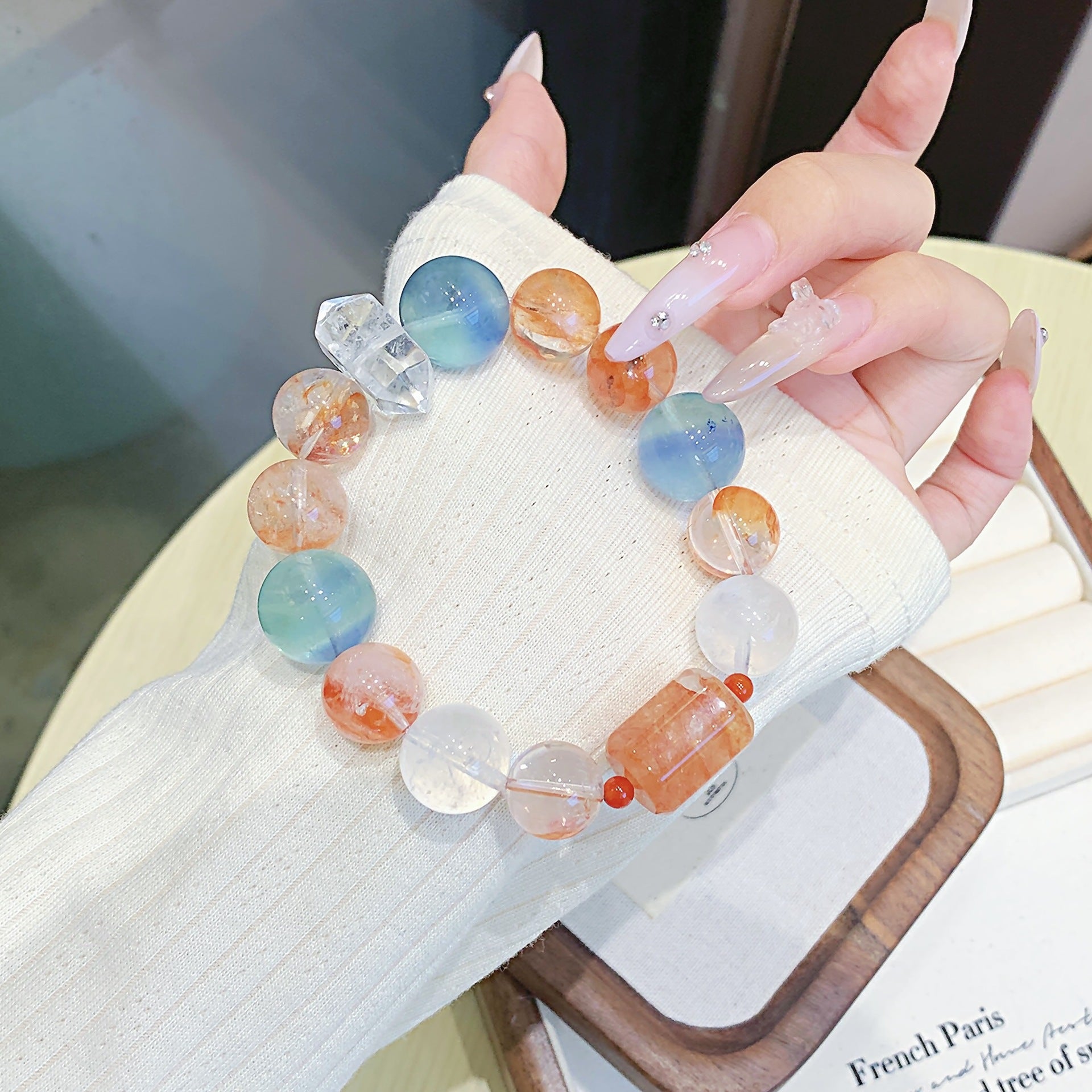 Red Glue Flower Crystal Bracelet diy High-end Bracelet for Women Natural Crystal Bracelet Hot-Selling Jewelry Custom Bracelet