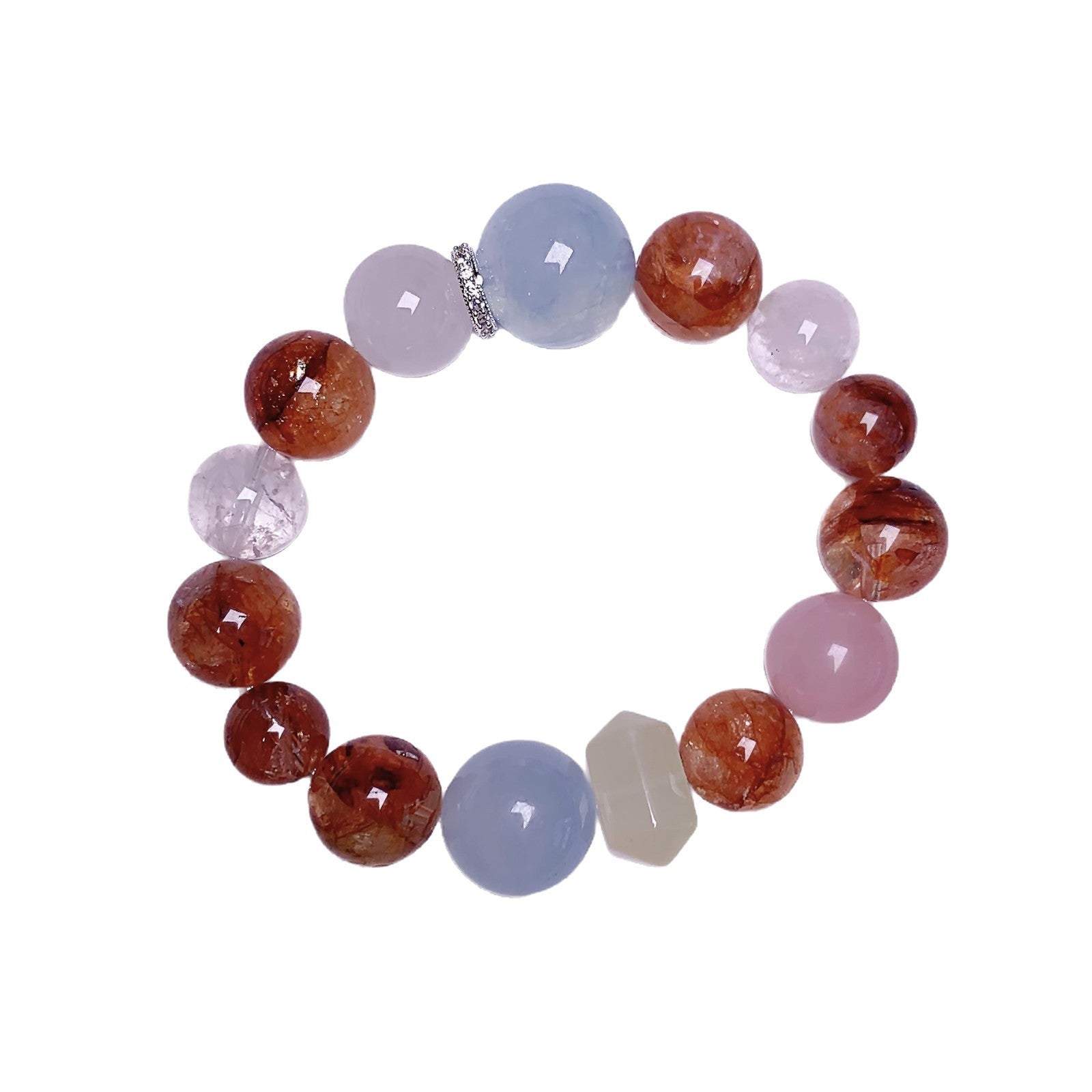 Original Natural Red Gum Flower Crystal Bracelet Dopamine Multi-Gemstone Bracelet Original Light Luxury Versatile New Crystal Chain
