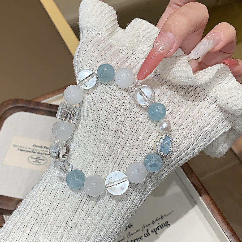 Original Design Multi-Gem Bracelet White Crystal Beaded Bracelet Women's Crystal Bracelet Jewelry Aquamarine Crystal Bracelet