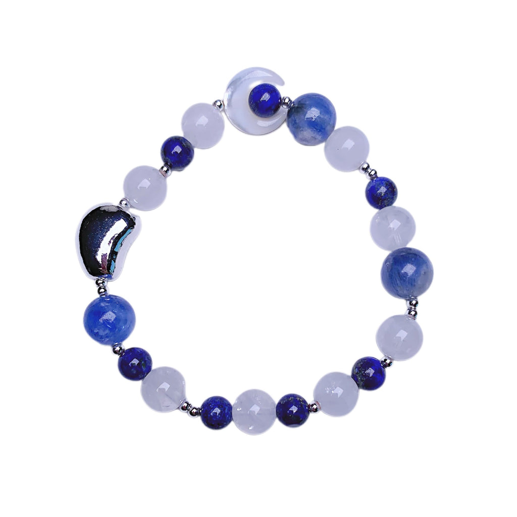 Original Design Blue Crystal Bracelet diy Deep Blue Ocean Heart Moisturizer Cross-border Hot Item Natural Crystal Bracelet