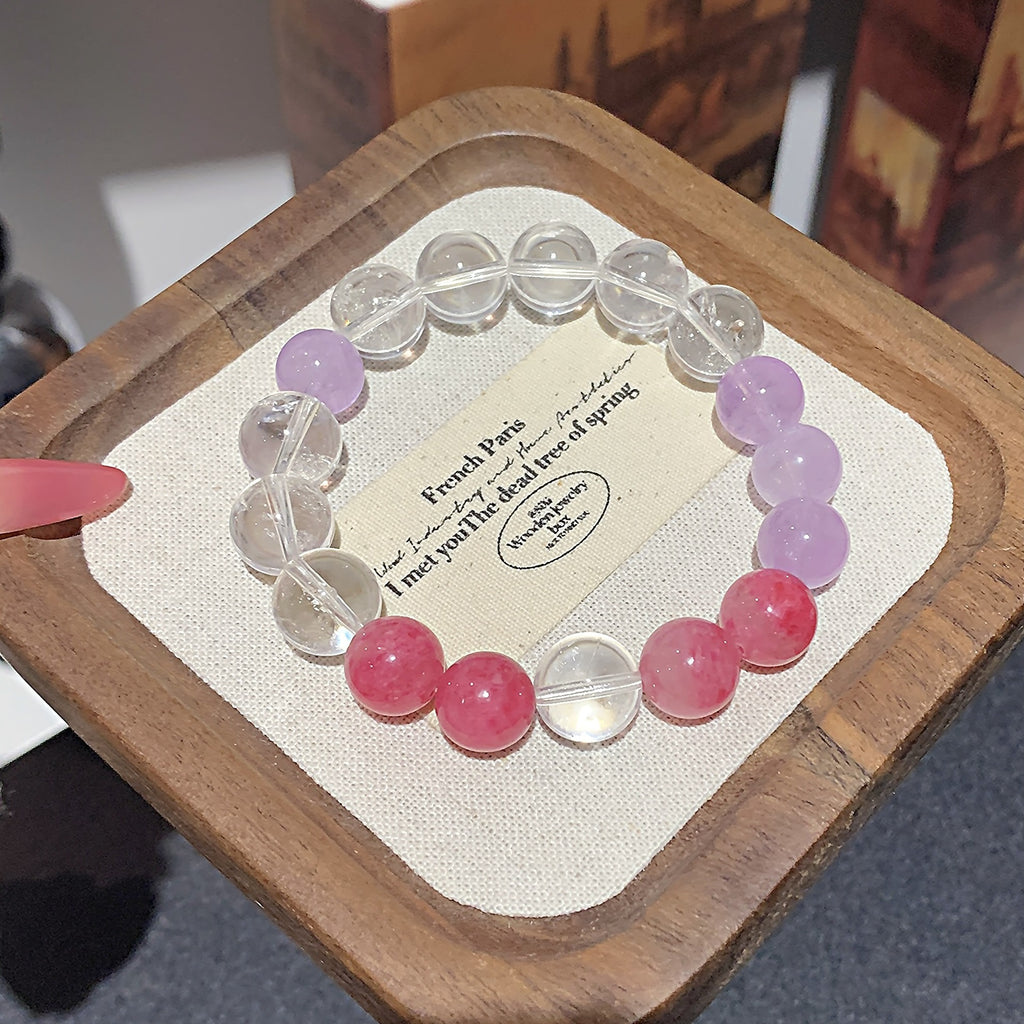 Natural White Crystal Amethyst Bracelet DIY Design Women's Single Circle Fashion Jewelry Gift for Girlfriend or Best Friend Bracelet