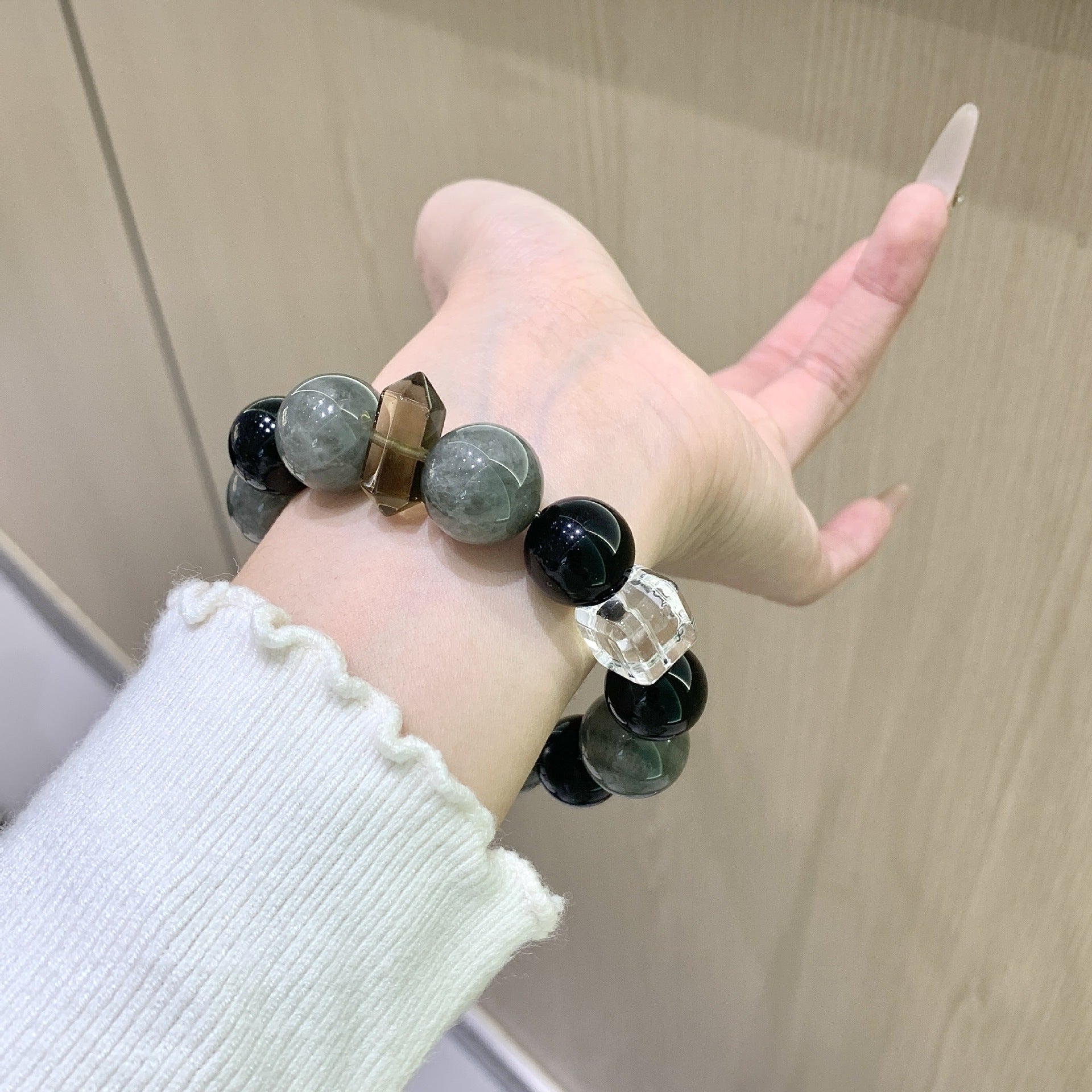 Natural Crystal Obsidian Bracelet Original Design Obsidian Fashion Light Luxury Versatile Wholesale Crystal Bracelets