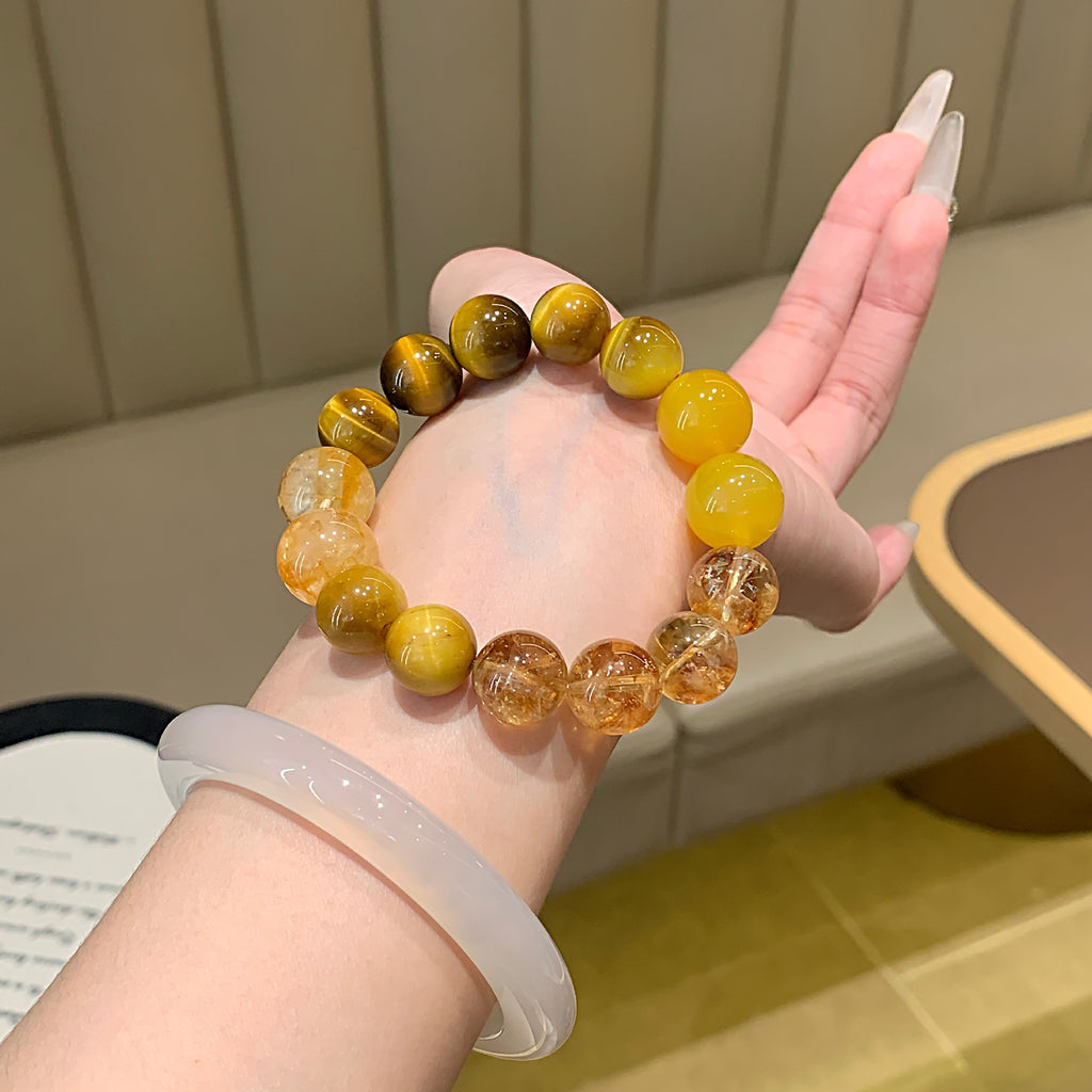 Natural Crystal Bracelet Jewelry Rifu Rifu Yellow Tiger Eye Birthday Gift for Men and Women Yellow Tiger Eye Crystal Bracelet