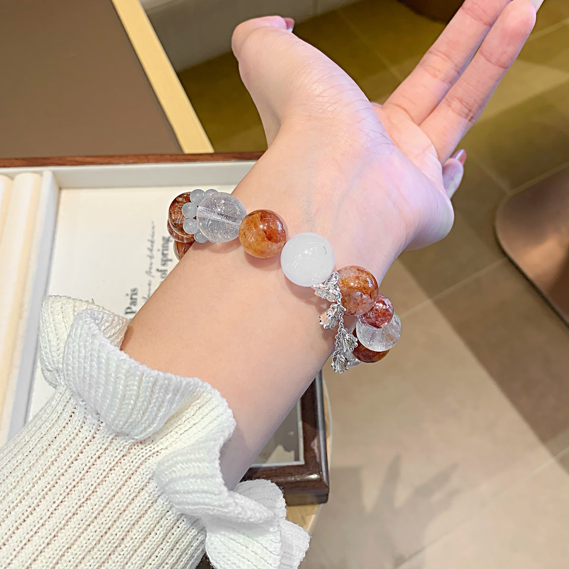 Natural Crystal Bracelet Large Multi-Gem Red Gum Flower Bracelet Crystal Hand Jewelry Crystal Bracelet Factory Wholesale