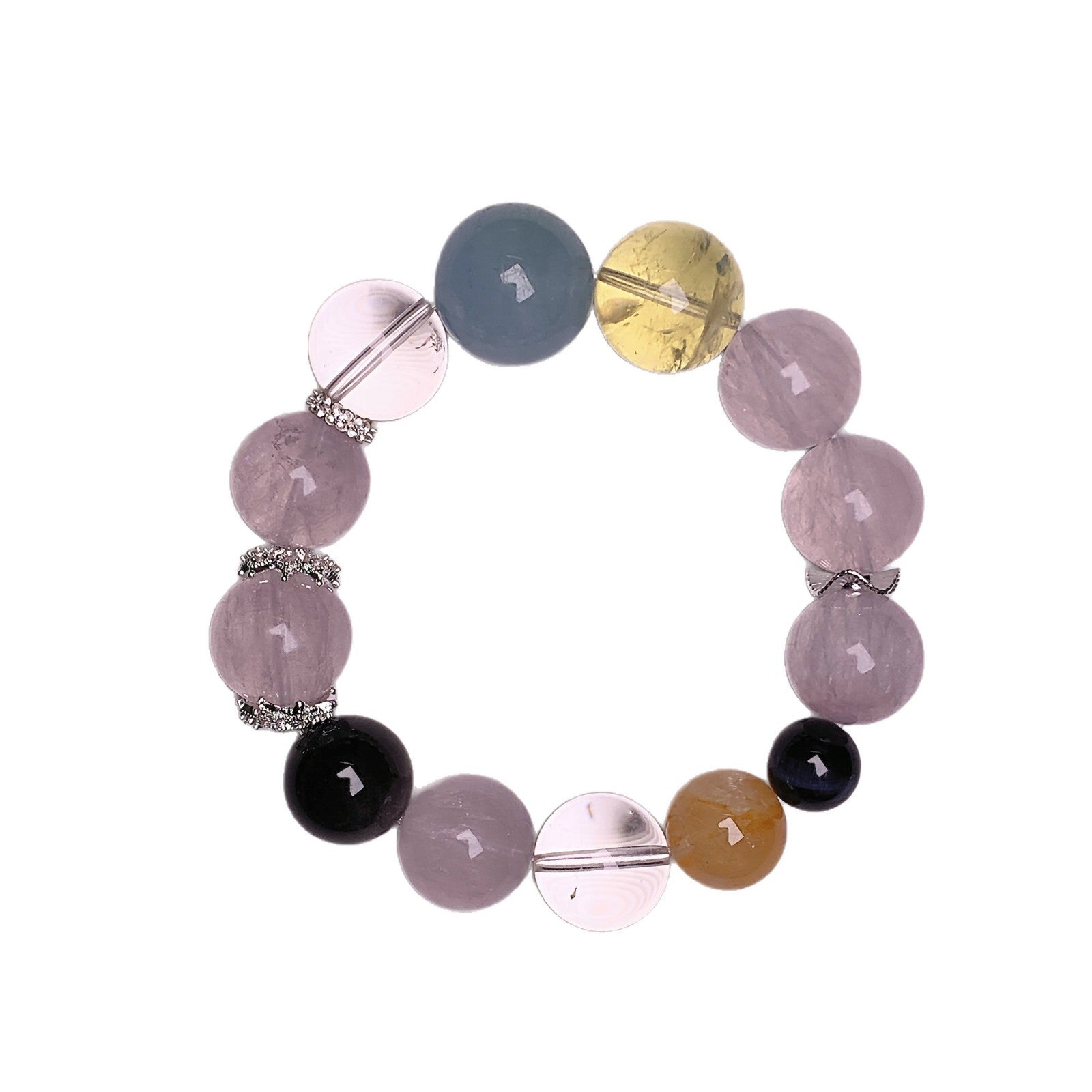 Natural Crystal Multi-Gemstone Bracelet Aquamarine with Lemon Quartz Bracelet Fashion Versatile Jewelry Crystal Bracelet