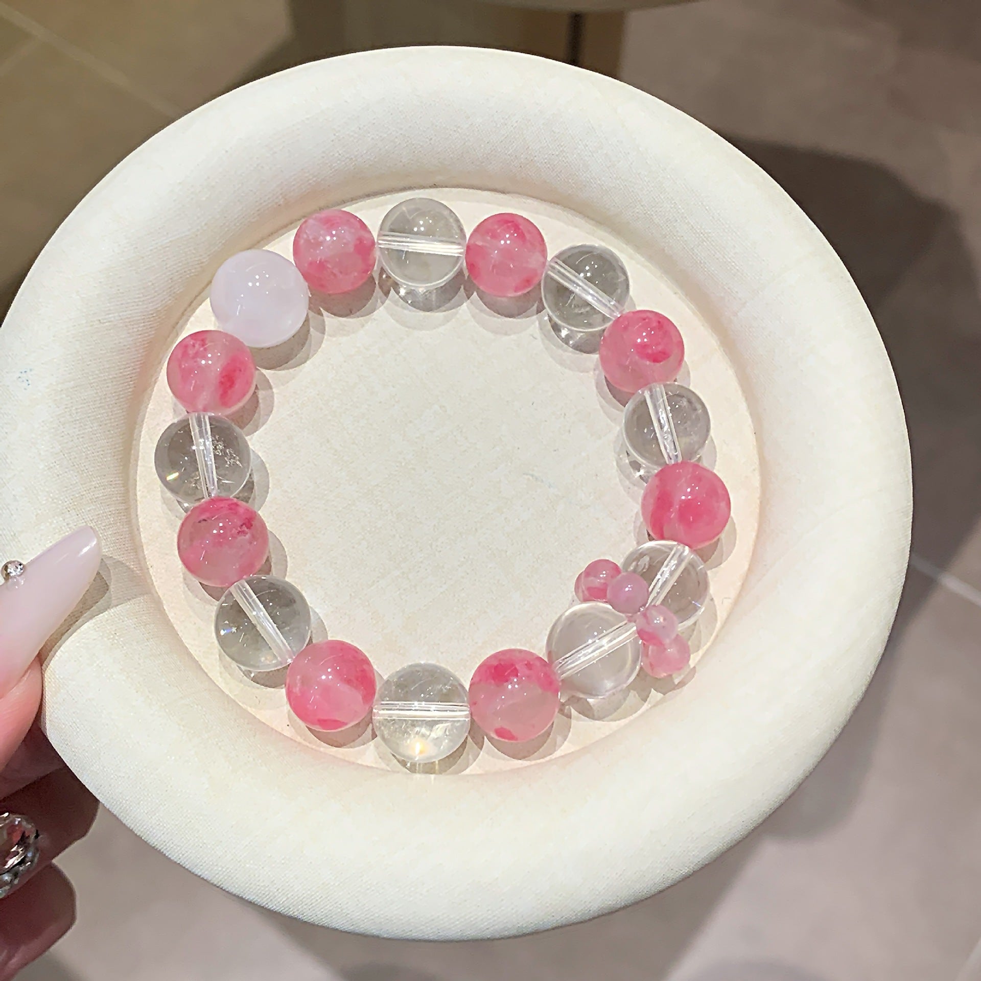 Minimalist Design Crystal Bracelet Light Luxury Versatile Fashion Best Friend Beaded Jewelry Sakura Rain Crystal Bracelet