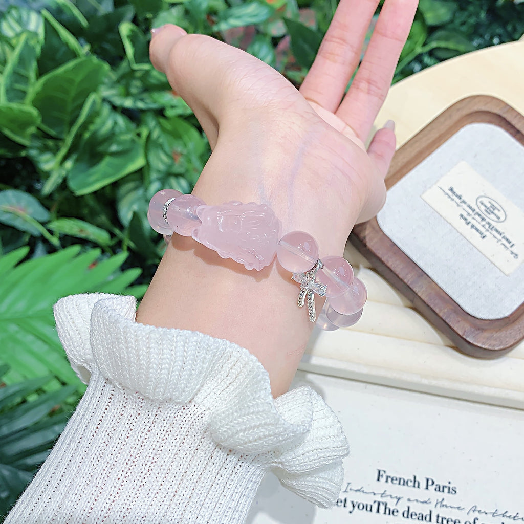 Natural Pink Crystal Bracelet Luxury High-End Bracelet Rose Quartz Bracelet Best Friend Gift Pink Crystal Bracelet diy