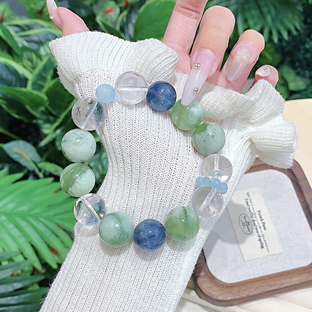 Natural Xiuyan Jade Green Grape Milk Cap Bracelet New Chinese Style Cool Feeling Bracelet for Women Single Loop Original Fashion Accessories Wholesale