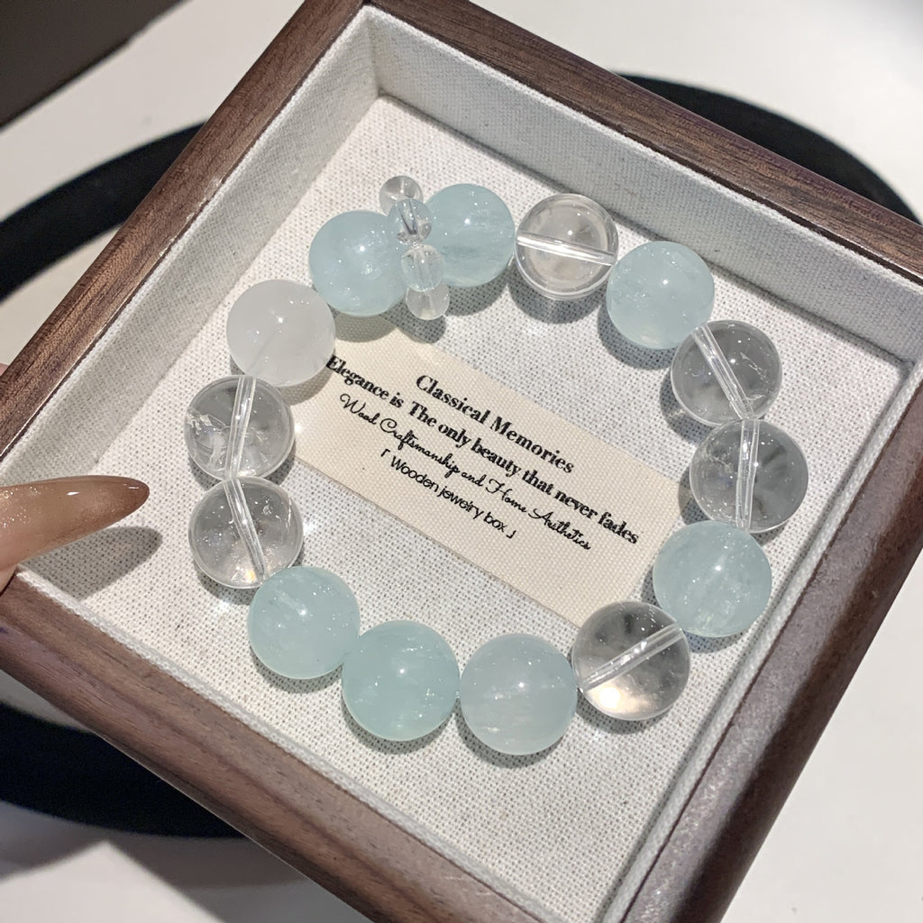 【Darcy's Morning Mist】Natural Aquamarine White Crystal Bracelet Cool Feeling High-Quality Original Fashion Simple Bracelet