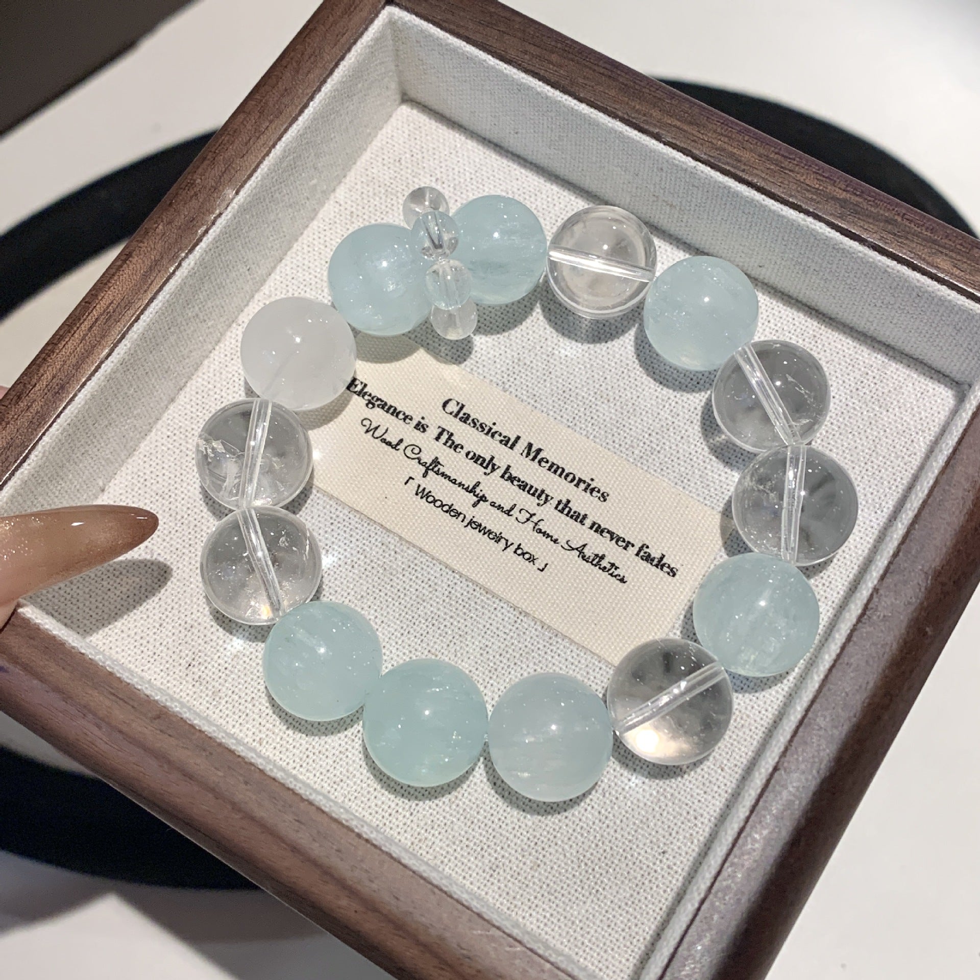 【Darcy's Morning Mist】Natural Aquamarine White Crystal Bracelet Cool Feeling High-Quality Original Fashion Simple Bracelet