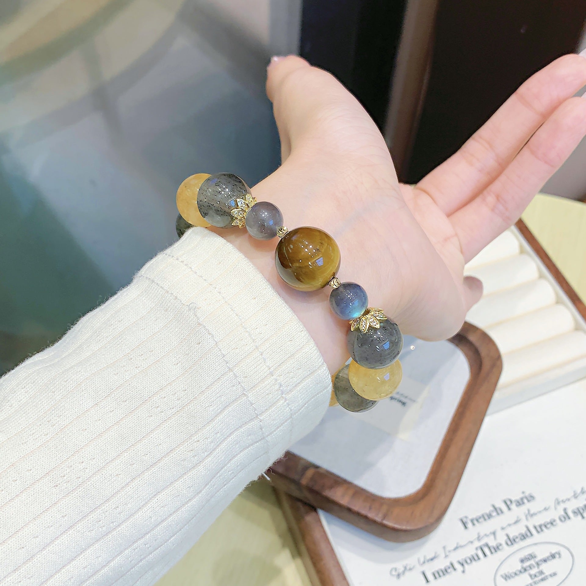 Natural Yellow Acai Crystal Bracelet Single Loop Handmade Jewelry Wholesale Lucky Bracelet