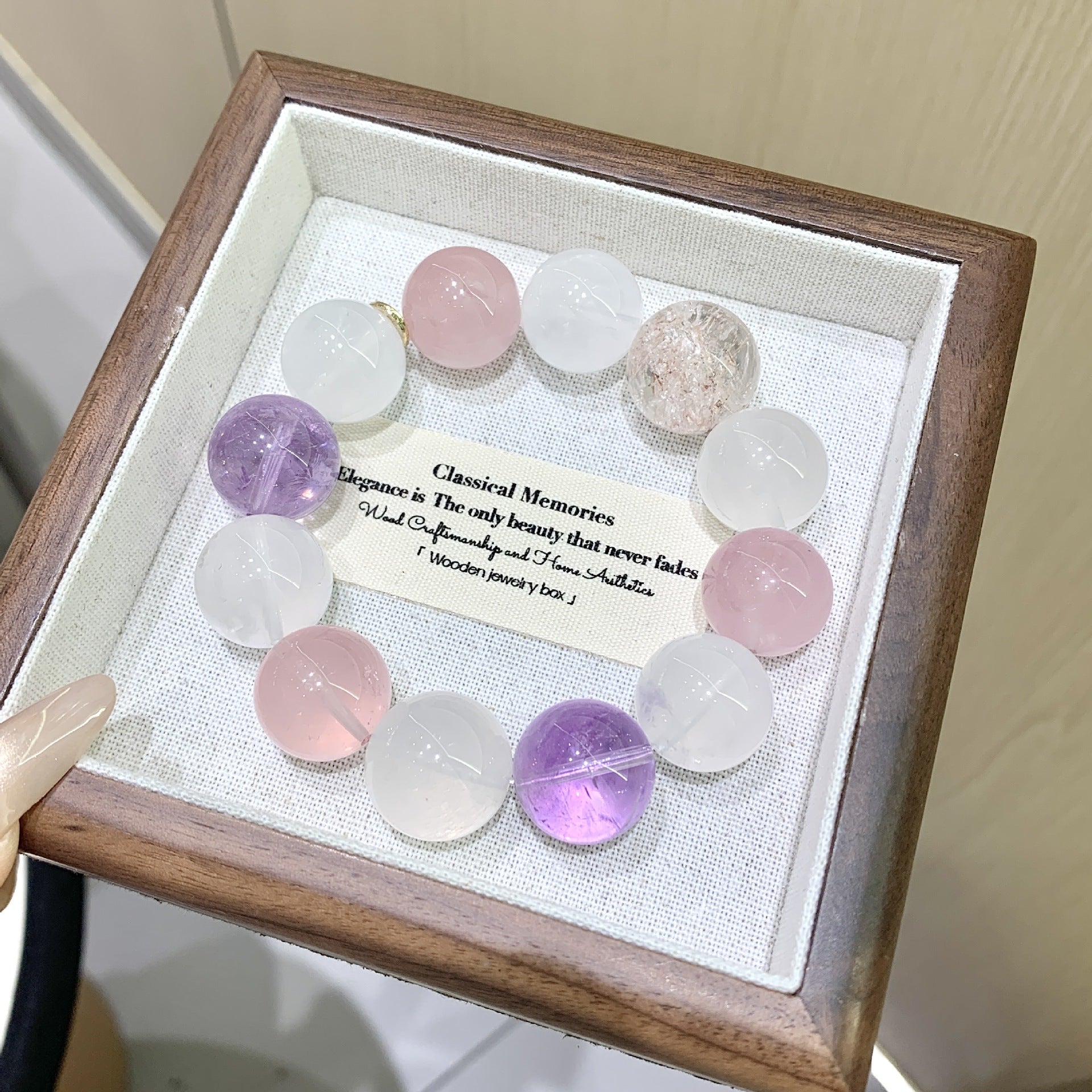 Natural White Phantom Crystal Bracelet Simple Niche Design New Pink Quartz Bracelet Jewelry Multi-Gemstone Crystal Bracelet