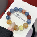 【Loulan】Natural Blue Green Crystal Yellow Gum Flower Multi-Gem Bracelet Fashionable and Versatile Women's Jewelry Crystal Beads