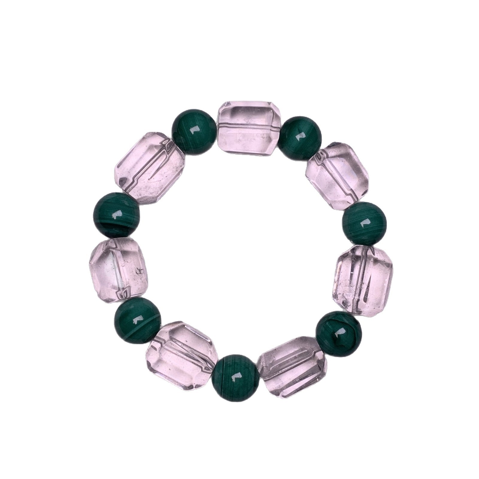 Natural White Crystal Faceted Sugar Cube Bracelet Crystal String Rubik's Cube Accessories Original Design Malachite Crystal Bracelet