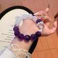 Large Particle Original Handmade12-14mm Natural Amethyst White Phantom Crystal Multi-Gemstone Bracelet Crystal Bracelet