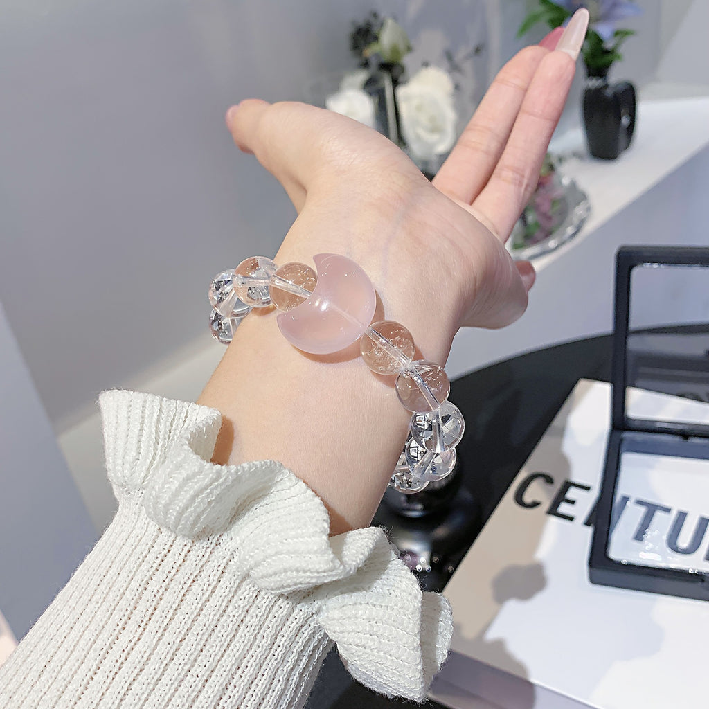 Natural White Crystal Bracelet Simple Style Natural Pink Crystal Single Circle Bracelet for Women Xiaohongshu Hot-Selling Bracelet Wholesale