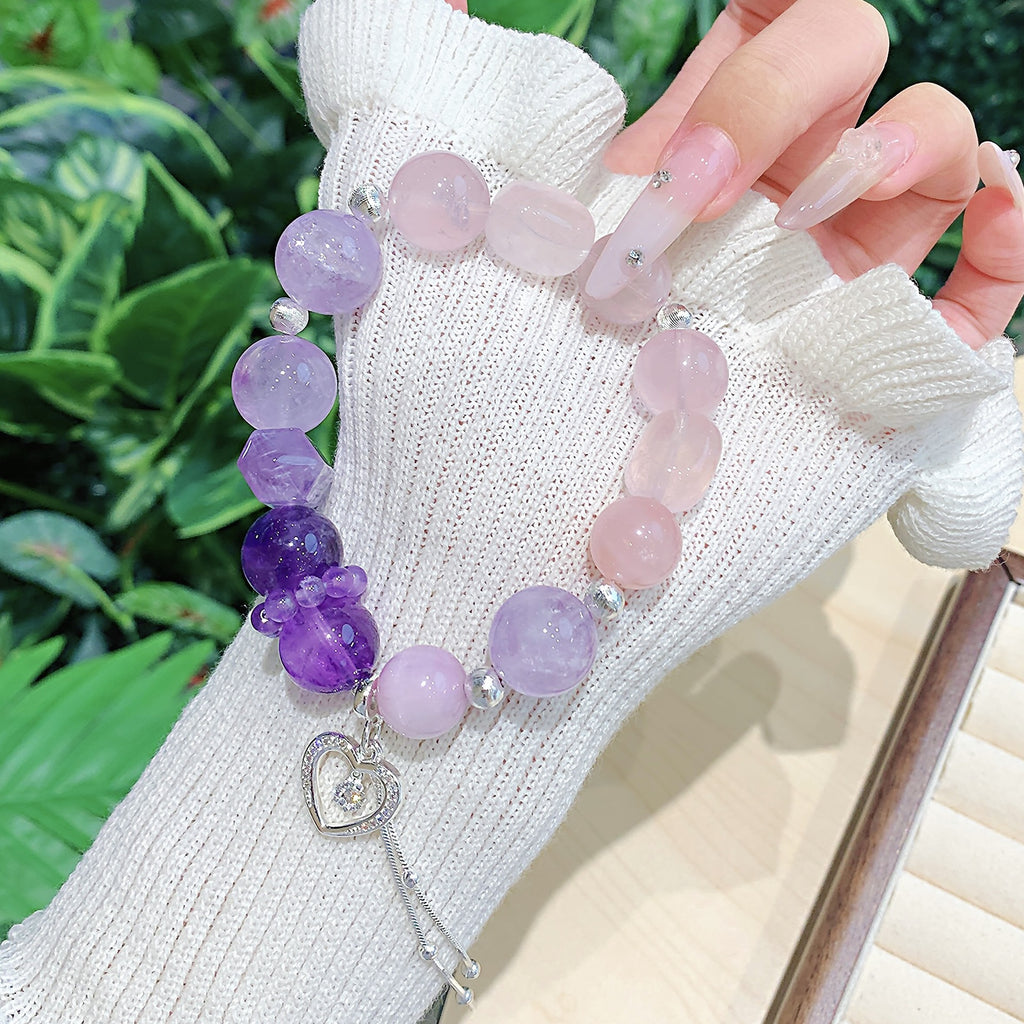 Natural Pink Crystal Bracelet Love Accessories Rose Quartz Jewelry Bracelet Natural Crystal Hot Item Bracelet Jewelry diy