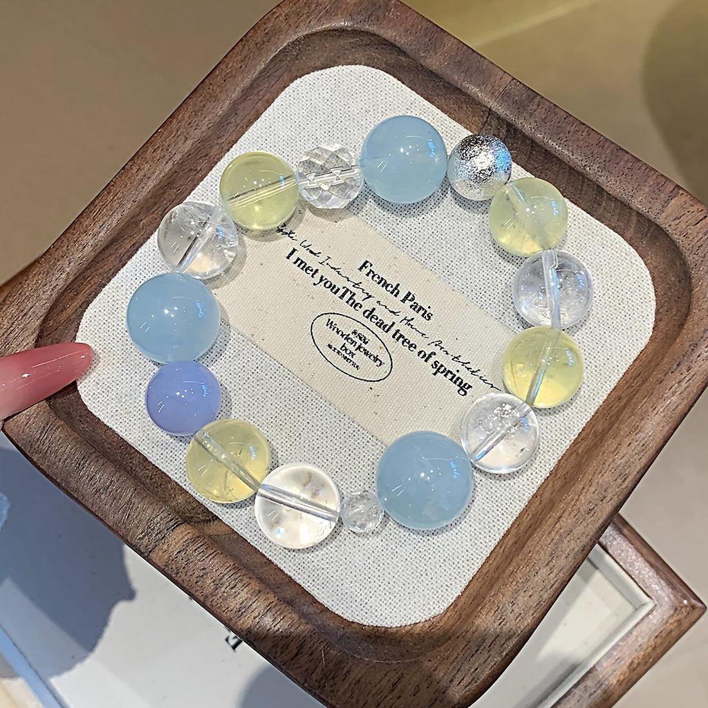 Natural Aquamarine Crystal Bracelet Christmas New Year Gift Hand Jewelry Multi-Gemstone Bracelet diy Crystal Bracelet