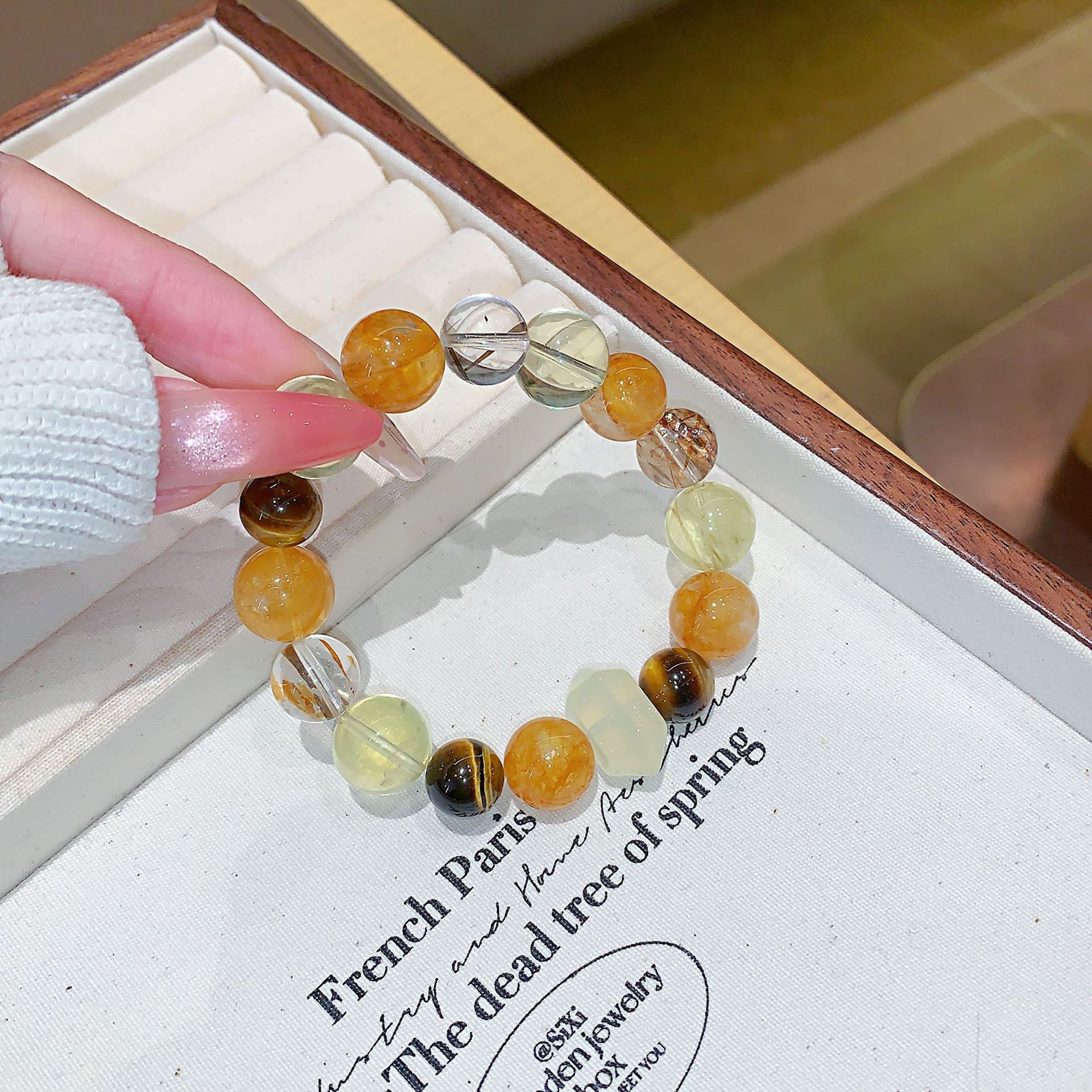 Yellow Crystal Bracelet DIY Beaded Luxury High-End Feel Hand Jewelry Natural Crystal Factory Wholesale Yellow Gum Flower Bracelet