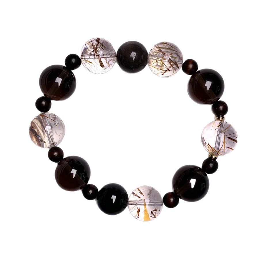 Natural Crystal Bracelet Cross-border Hot-Selling Original Niche Design Crystal Chain Natural Black Gold Super Seven Crystal Bracelet