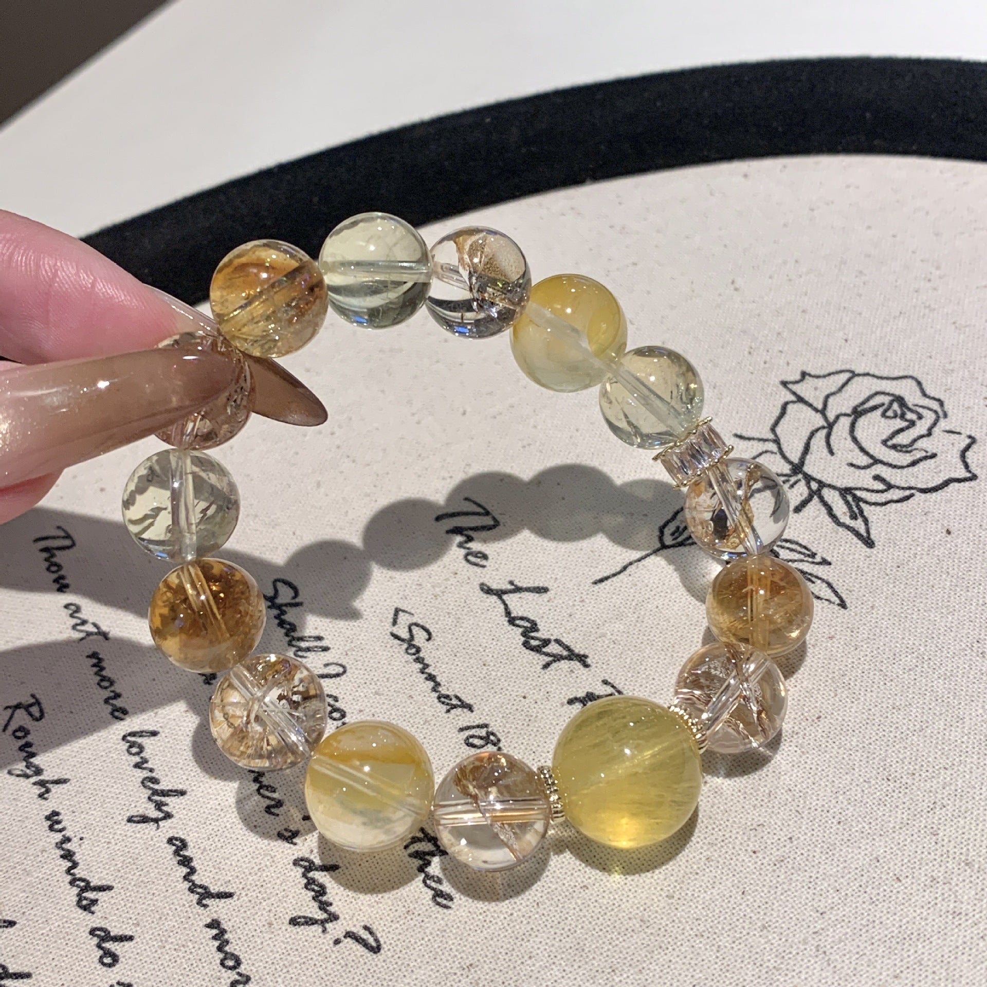 Natural Crystal Wholesale Hand Jewelry String Paired with Natural Lemon Quartz Wealth-Attracting Beads Original Design Yellow Pagoda Crystal Bracelet