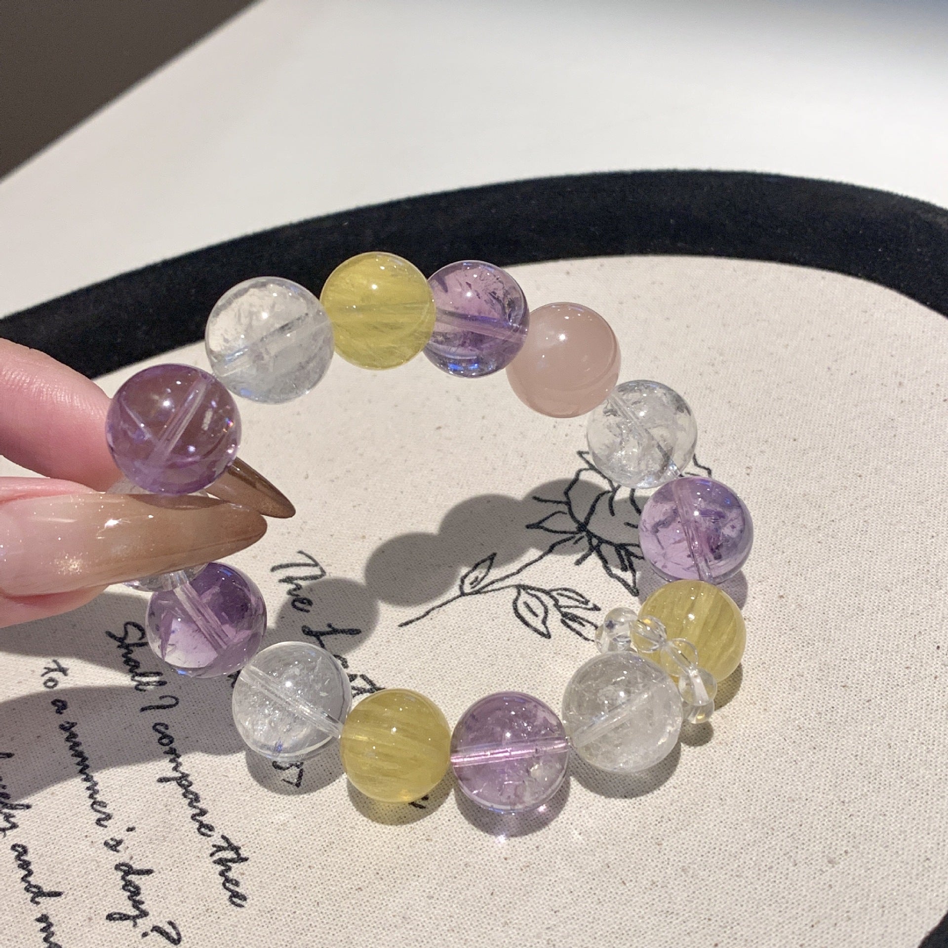 Natural Multi-Gemstone Crystal Bracelet White A Sai Bracelet Winter Hot-Selling Hand Jewelry Rainbow Multi-Treasure Dopamine Hand Crystal