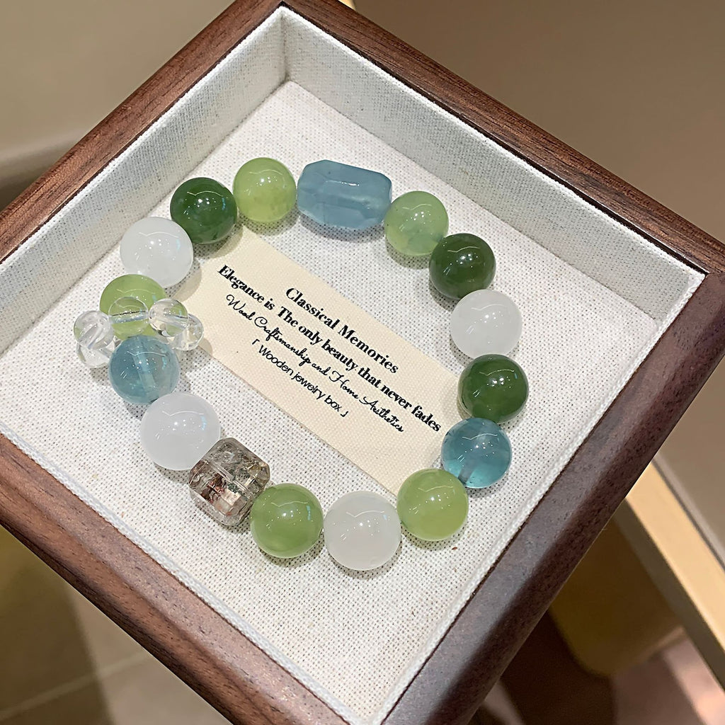 Natural Crystal Bead Bracelet Original Design White Phantom Crystal Matching Xiuyu Natural Crystal Bracelet