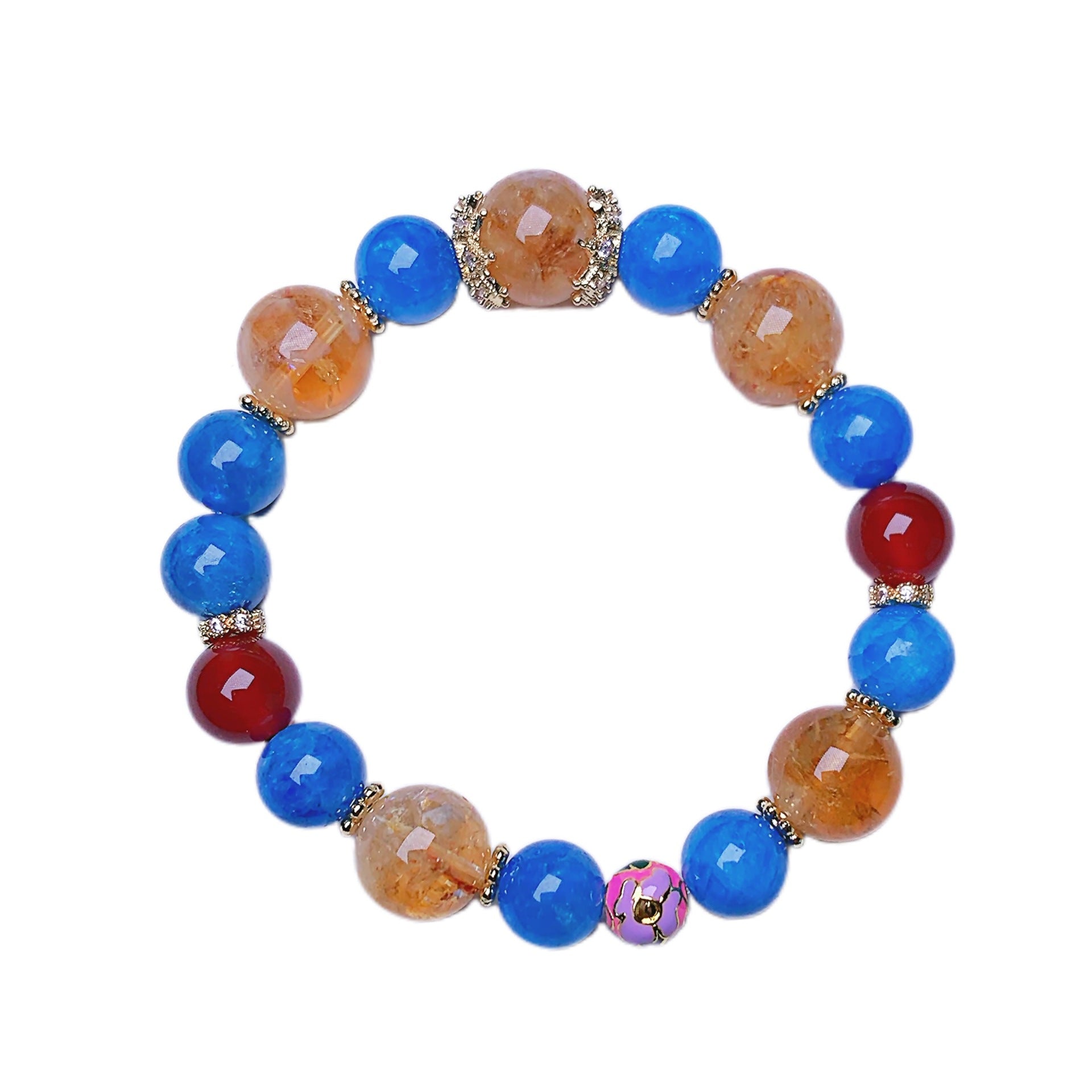 Yellow Pagoda Crystal Bracelet diy Handmade Round Beads Wholesale Natural Crystal Bracelet Hot-Selling Jewelry Natural Multi-Gem Bracelet