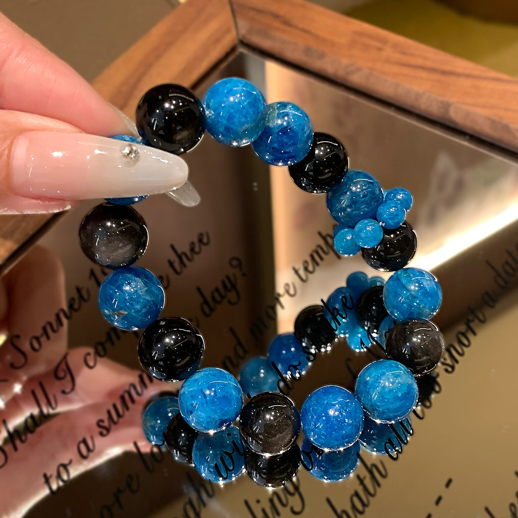 temu Hiyin TK Cross-Border Hot-Selling Bracelet Silver Obsidian European and American Fashion Bracelet Jewelry Chain Natural Crystal Bracelet