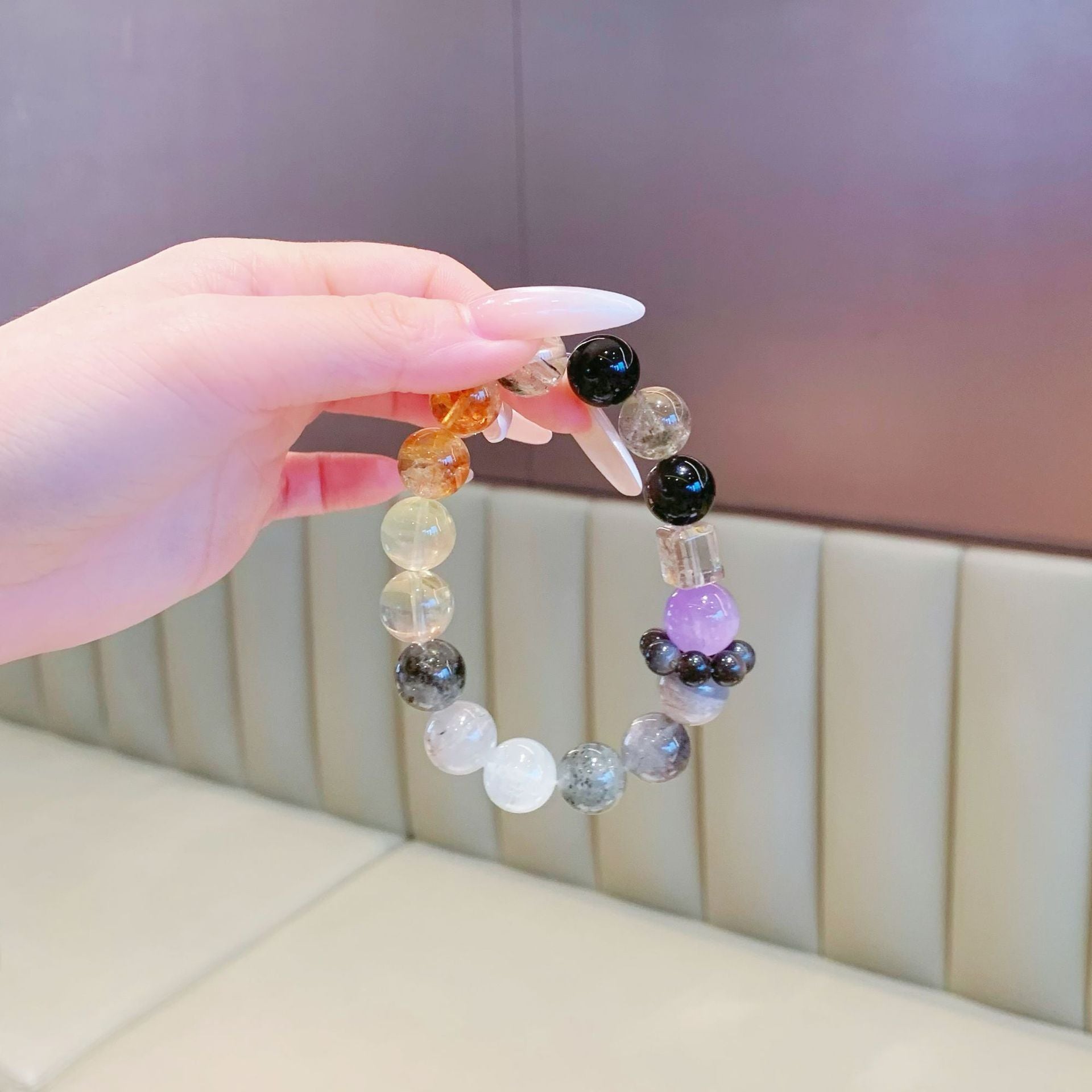 Natural crystal black mica hand jewelry Irregular Stone Zodiac Year Bracelet Original Design Black Mica Crystal Bracelet