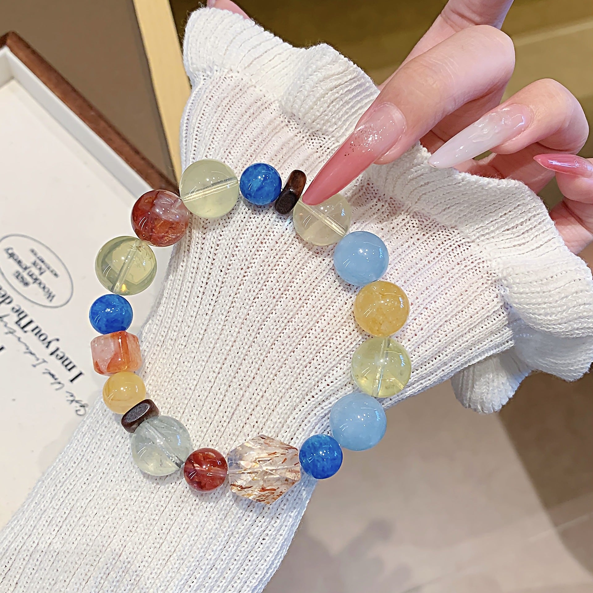 Original Natural Lemon Crystal Bracelet Rainbow Color Multi-Gem Bracelet Jewelry Natural Crystal Multi-Gemstone Bracelet