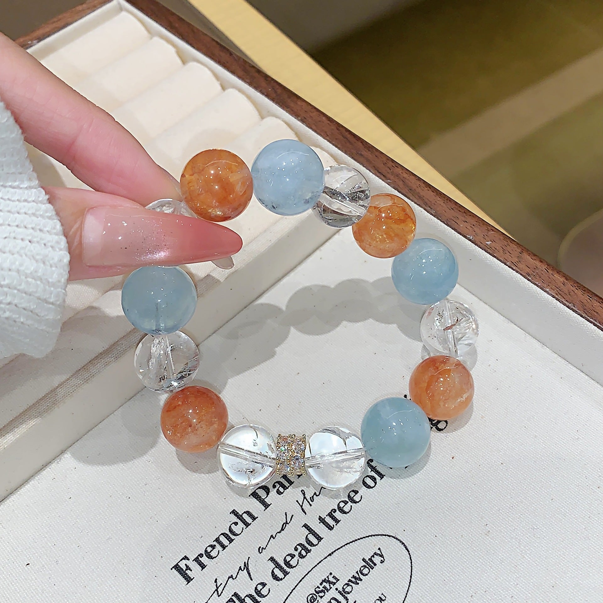 Colorful Candy Natural Multi-Gem Crystal Bracelet Aquamarine Dopamine Bracelet Hot Style Aquamarine Crystal Bracelet