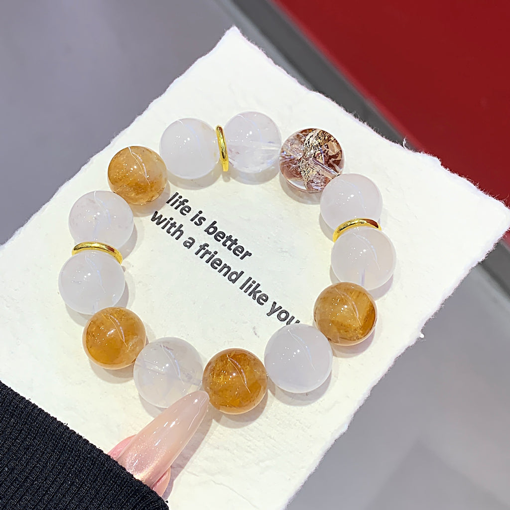 Natural Crystal Bracelet Natural Crystal Bracelet Cross-border hot Handmade Beaded Jewelry Yellow Gum Flower Multi-Gem Crystal Bracelet