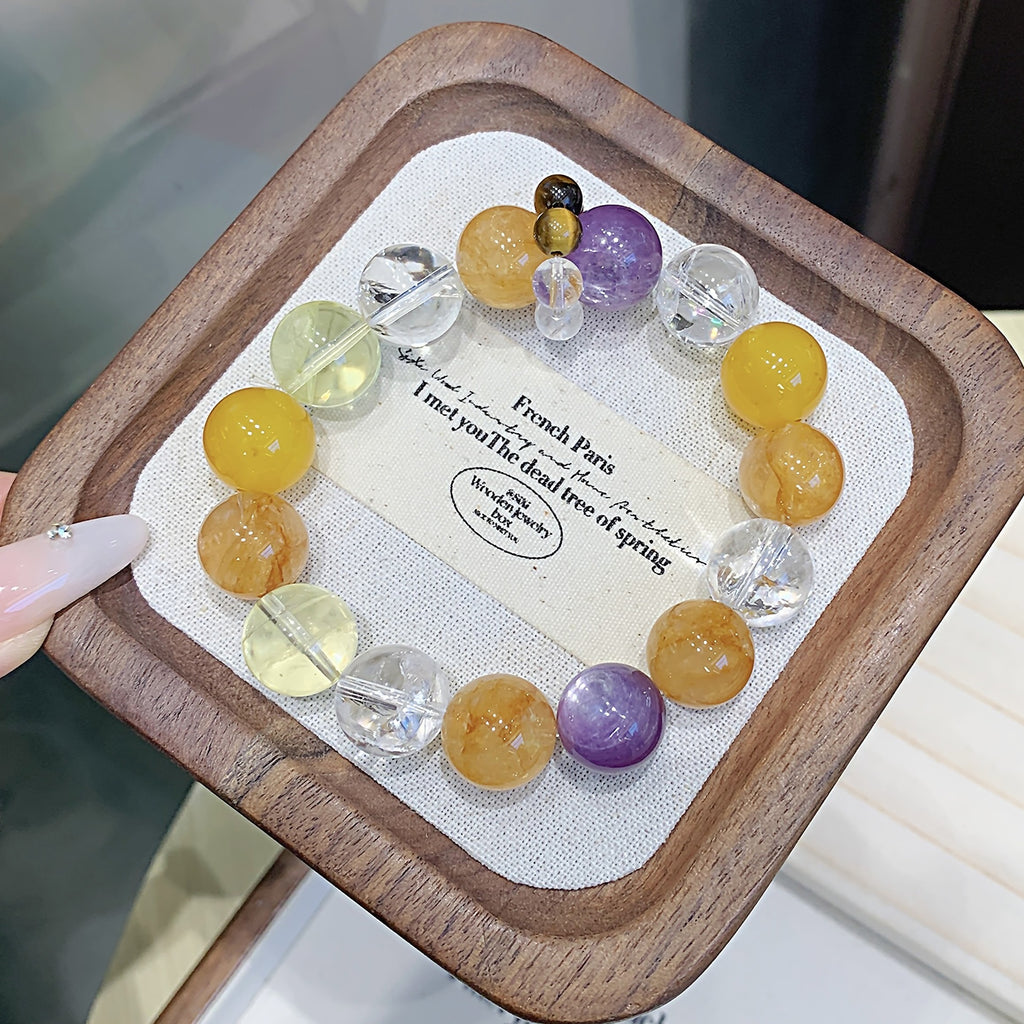 Original Crystal Bracelet for Women Pure Natural Light Luxury Exquisite Multi-Gem Crystal Bracelet Bestseller Yellow Gum Flower Crystal Bracelet