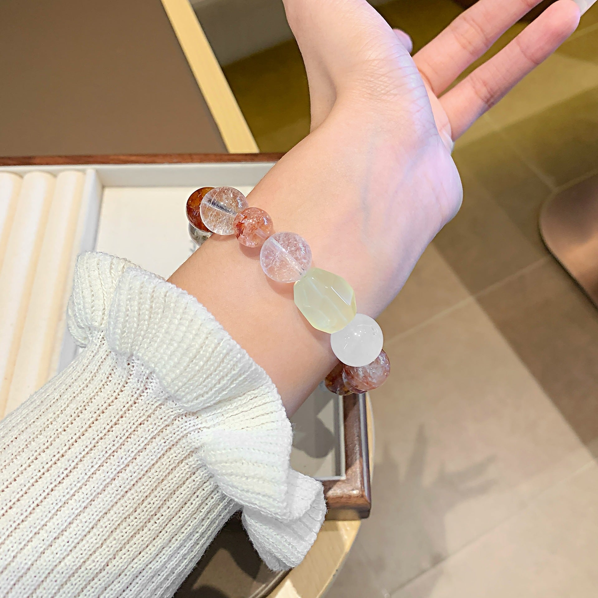 Natural Crystal Bracelet Large Multi-Gem Red Gum Flower Bracelet Crystal Hand Jewelry Crystal Bracelet Factory Wholesale