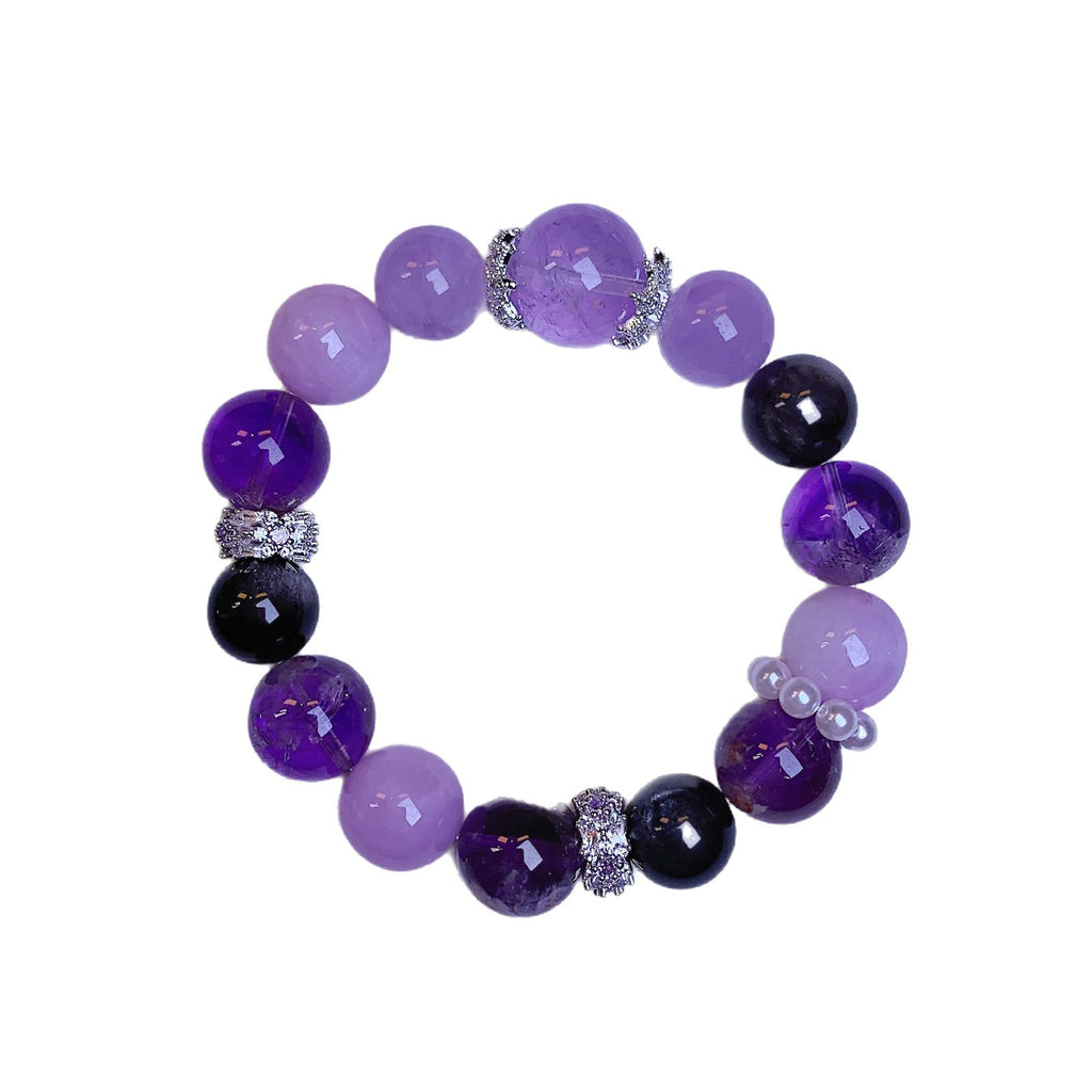 Natural Amethyst Purple Mica Bracelet Women's Large Crystal Pink Quartz Bracelet Unique Niche Crystal Beaded Jewelry Chain