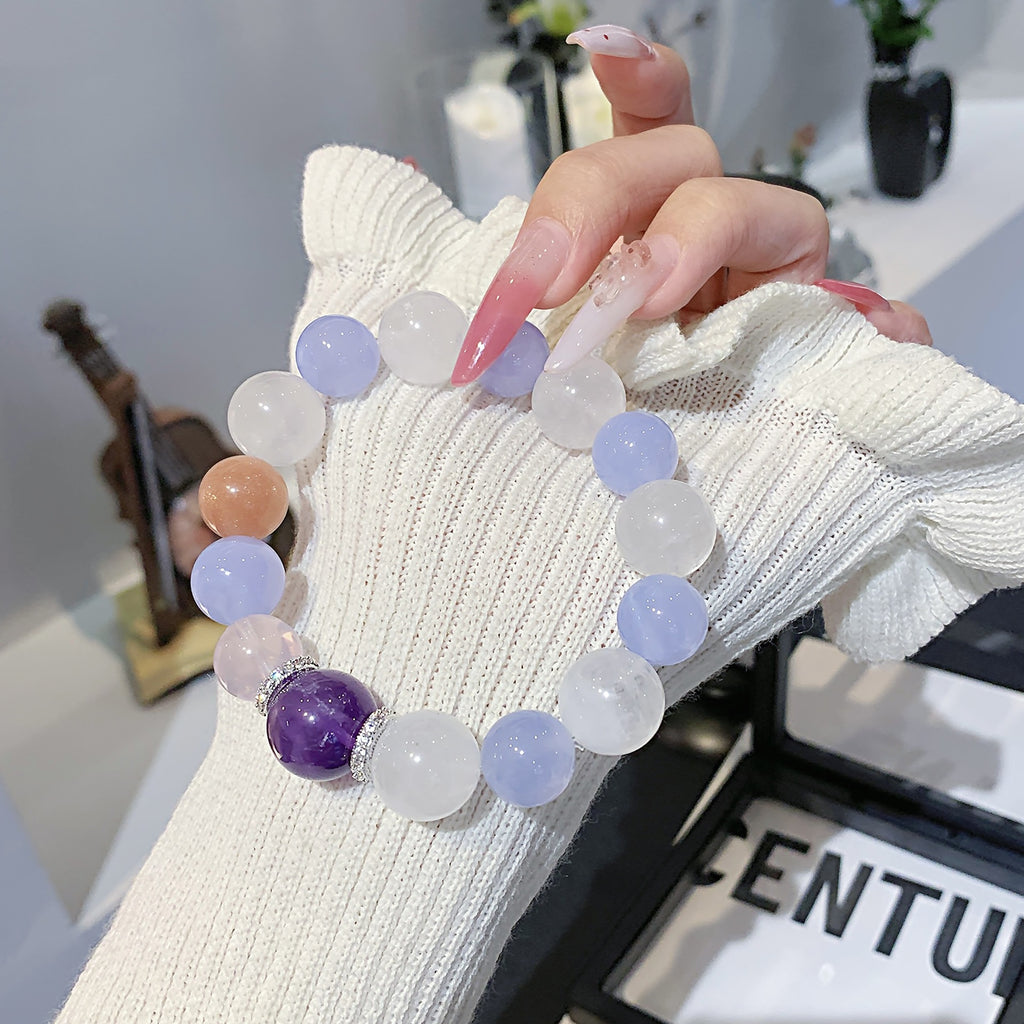Natural Crystal Jewelry Strand Hot-selling Crystal Bracelet Wholesale Niche Light Luxury Bracelet diy Blue Veined Agate Bracelet